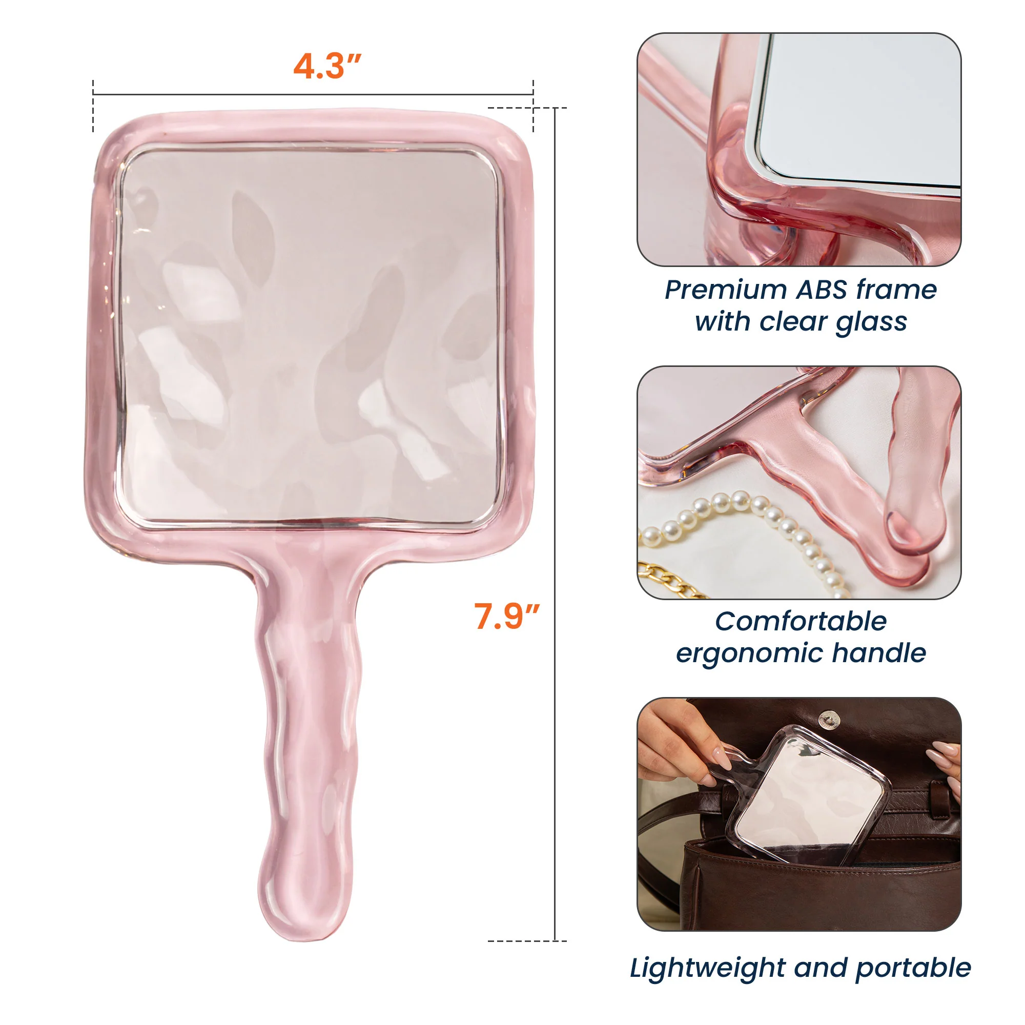 Custom Name & Birth Flower Faux Pressed Flower - Personalized Handheld Mirror - Image 6