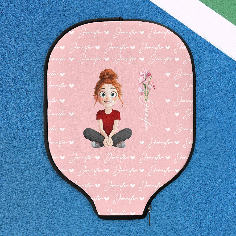 Custom Name Birth Flower For Me Gift - Custom Pickleball Paddle Cover - Image 2