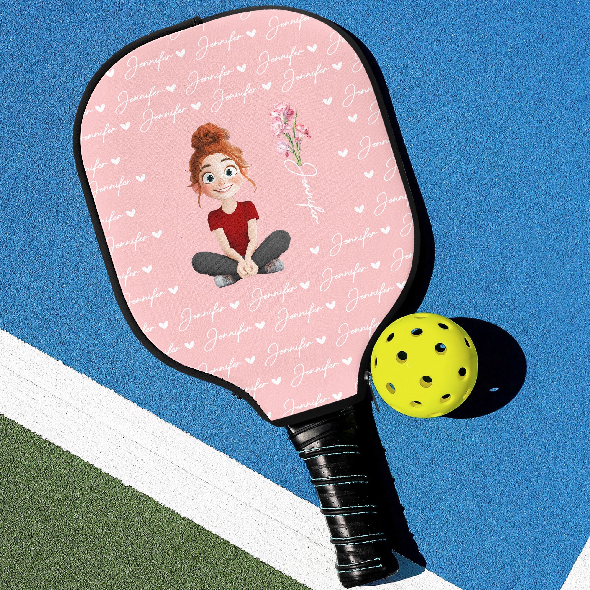 Custom Name Birth Flower For Me Gift - Custom Pickleball Paddle Cover - Image 3