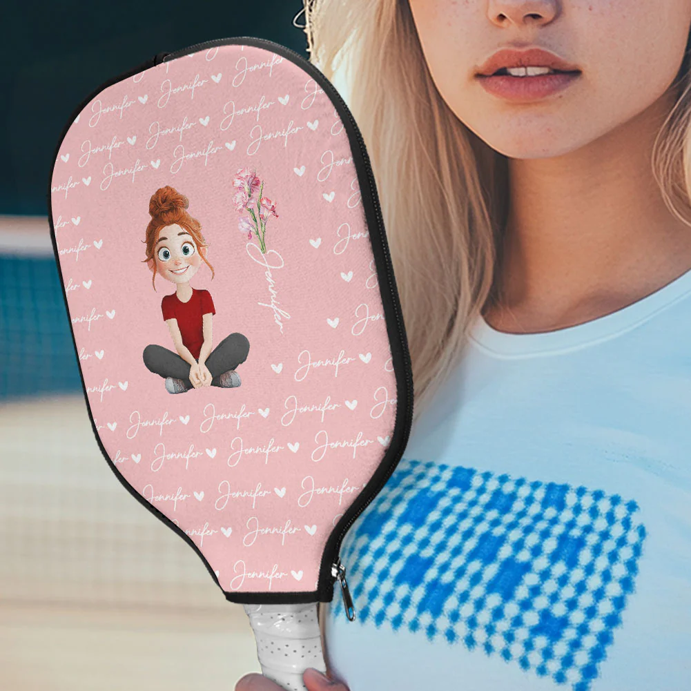 Custom Name Birth Flower For Me Gift - Custom Pickleball Paddle Cover - Image 4