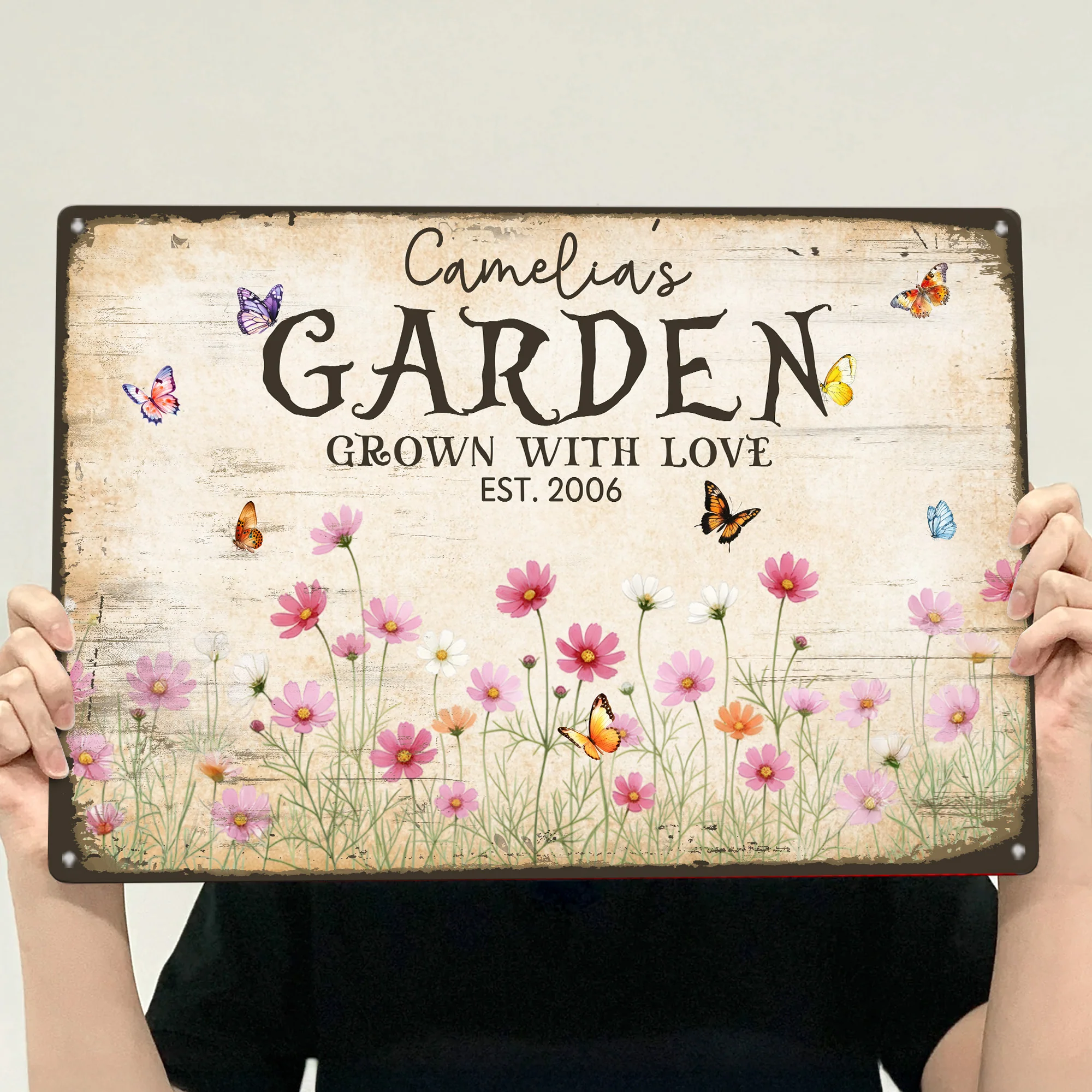 Custom Name & Birth Flower Garden Welcome Sign For Her, Mom, Grandma - Personalized Metal Sign - Image 2