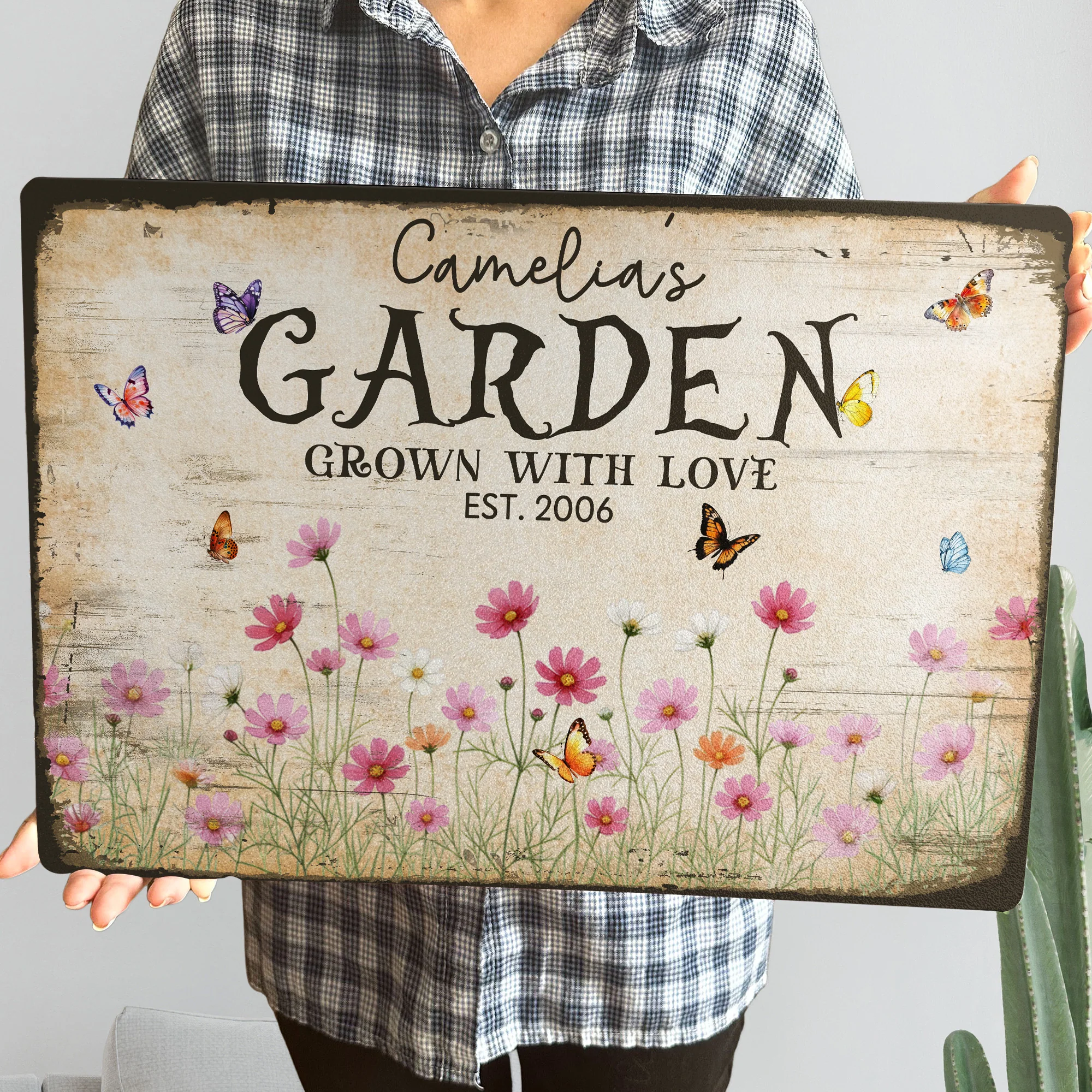 Custom Name & Birth Flower Garden Welcome Sign For Her, Mom, Grandma - Personalized Metal Sign - Image 3