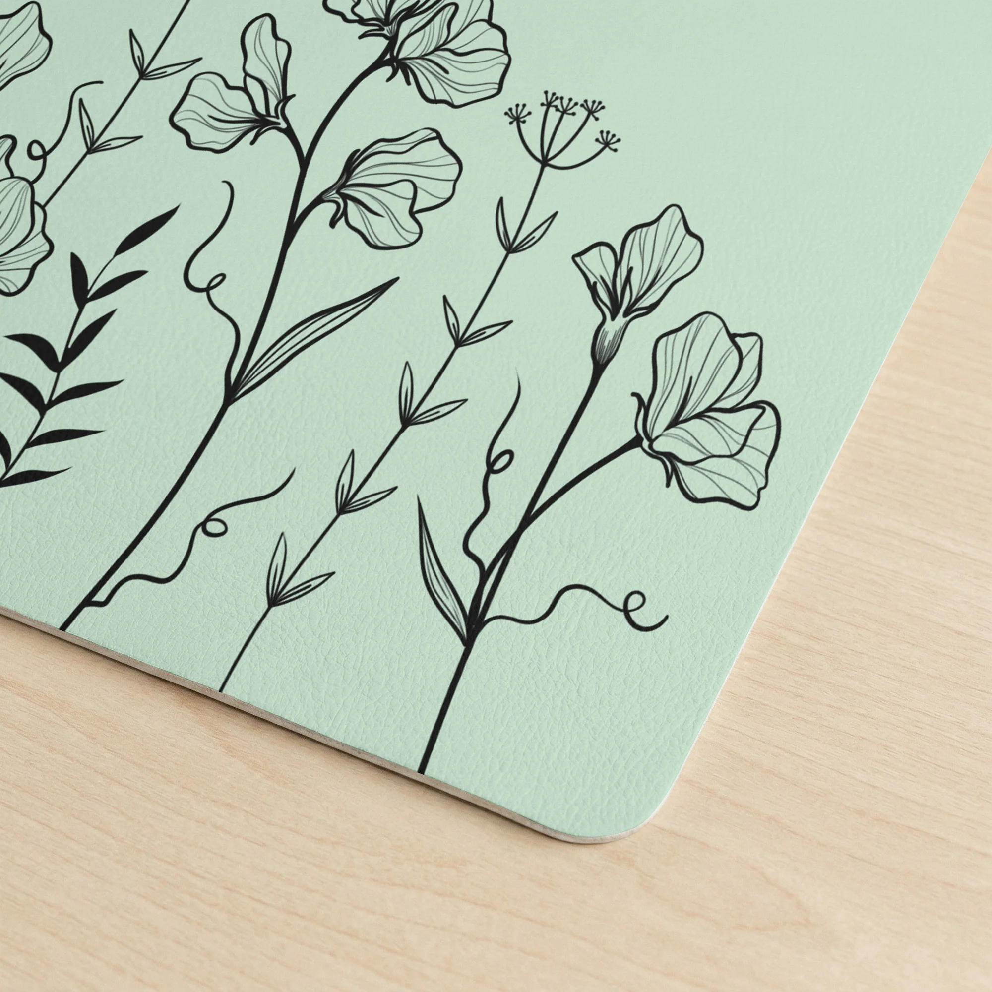 Custom Name Birth Flower Line Art Gift For Her, Friends, Sisters, Coworkers - Personalized Desk Mat - Image 5