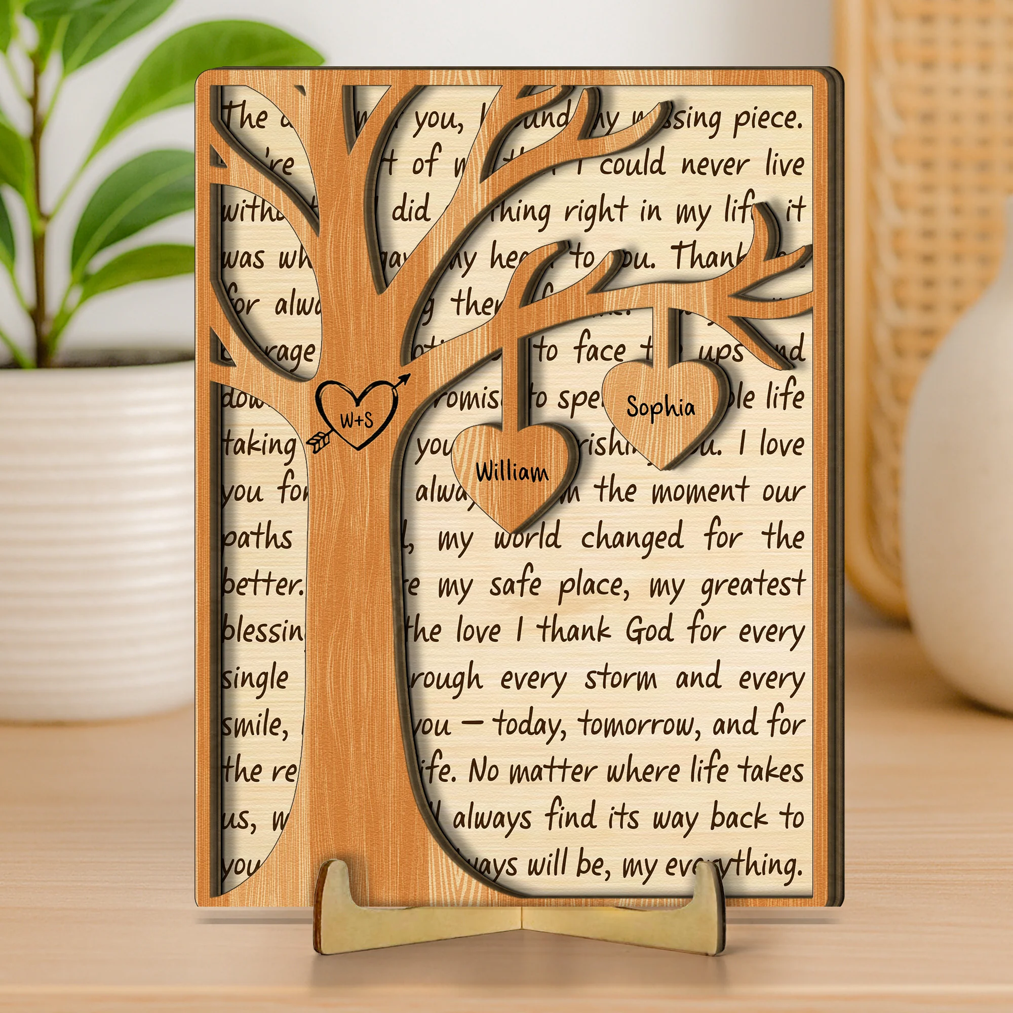 Custom Name Couple Gifts Valentine's Day Anniversary Gift For Her/Him - Personalized Wooden Plaque - Image 2