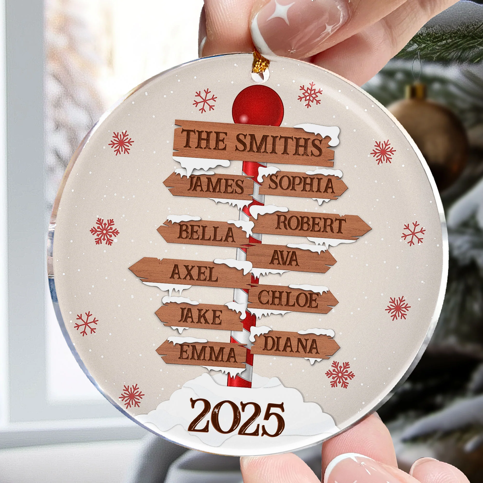 Custom Name Family Christmas North Pole - Personalized Acrylic Ornament - Image 2