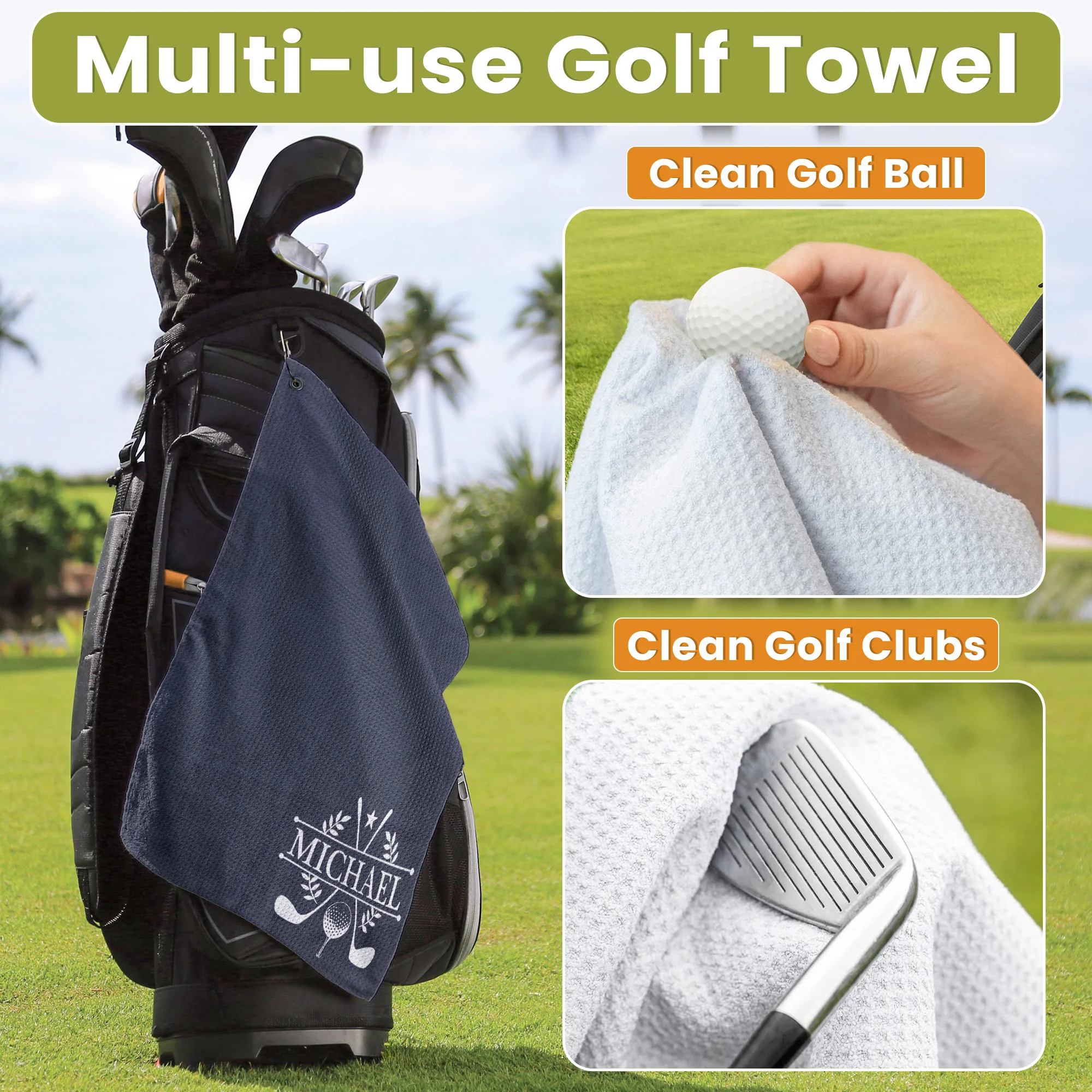 Custom Name For Golfers, Dad, Husband, Buddies, Golf Lovers - Personalized Golf Towel - Image 5