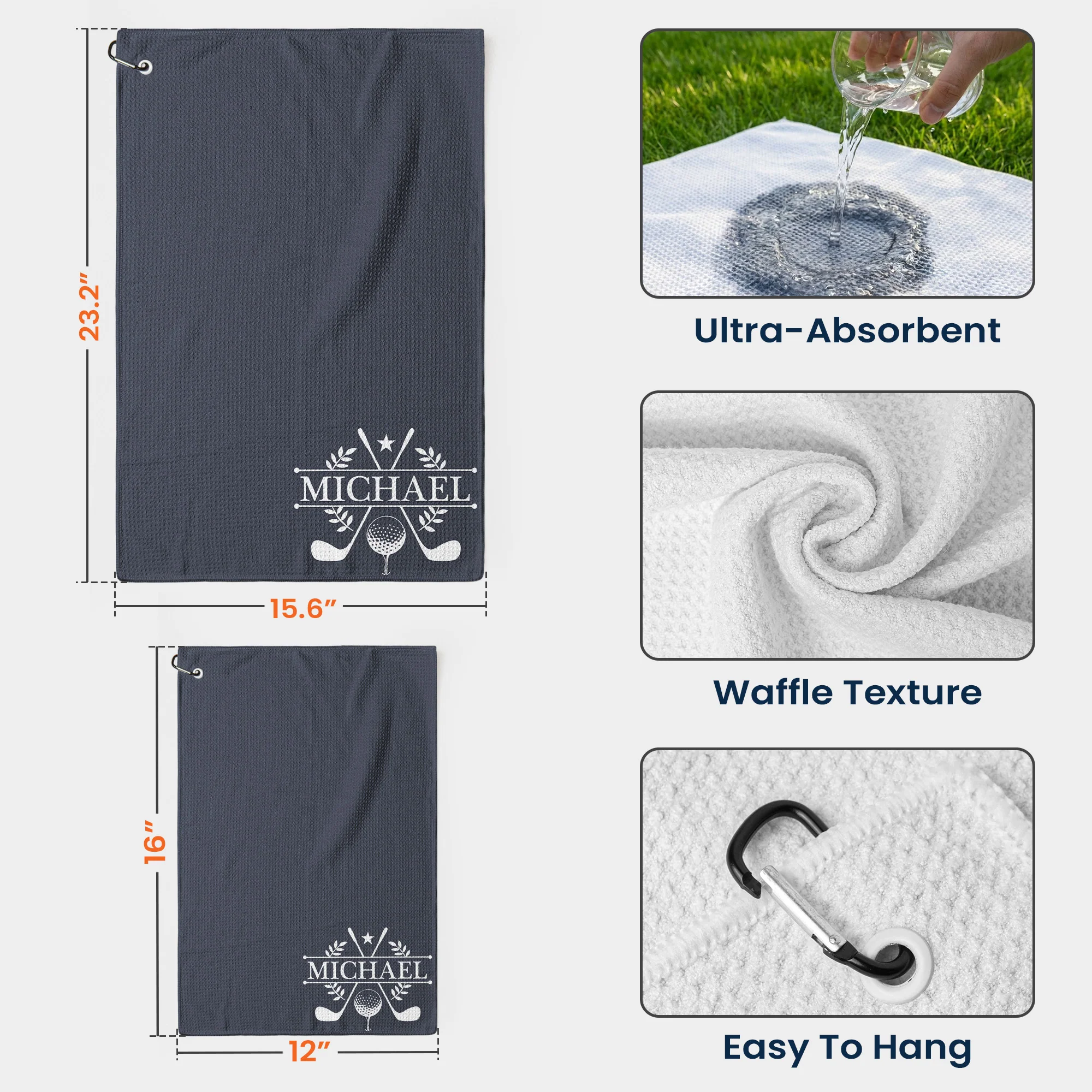 Custom Name For Golfers, Dad, Husband, Buddies, Golf Lovers - Personalized Golf Towel - Image 6