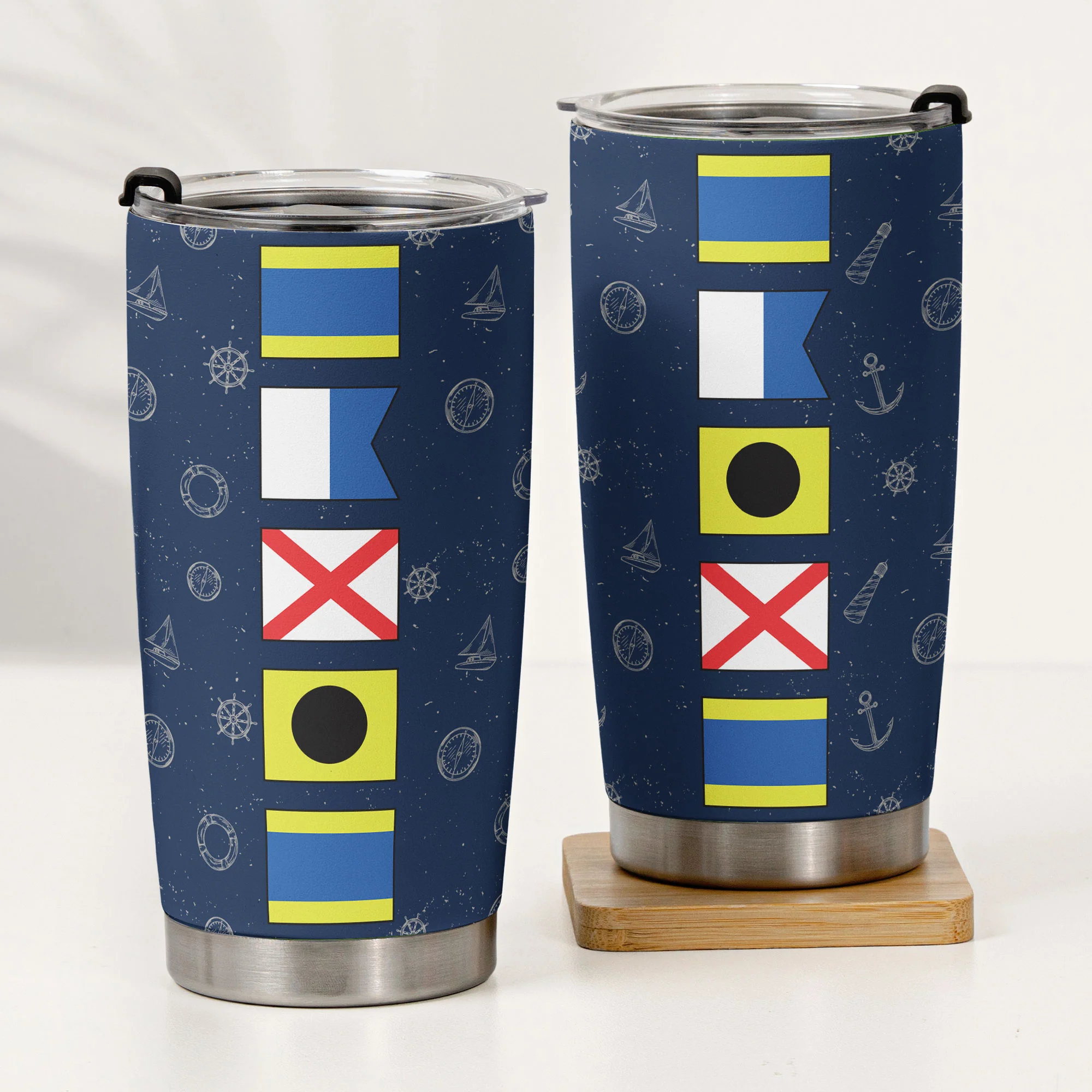 Custom Name In Nautical Flag - Personalized Tumbler Cup - Image 2