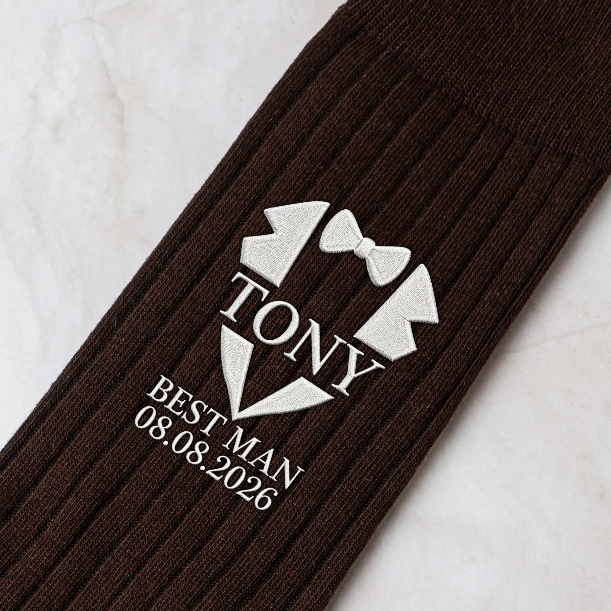 Custom Name Initial Wedding Gift For Groomsman, Best Man, Groom - Personalized Socks - Image 4