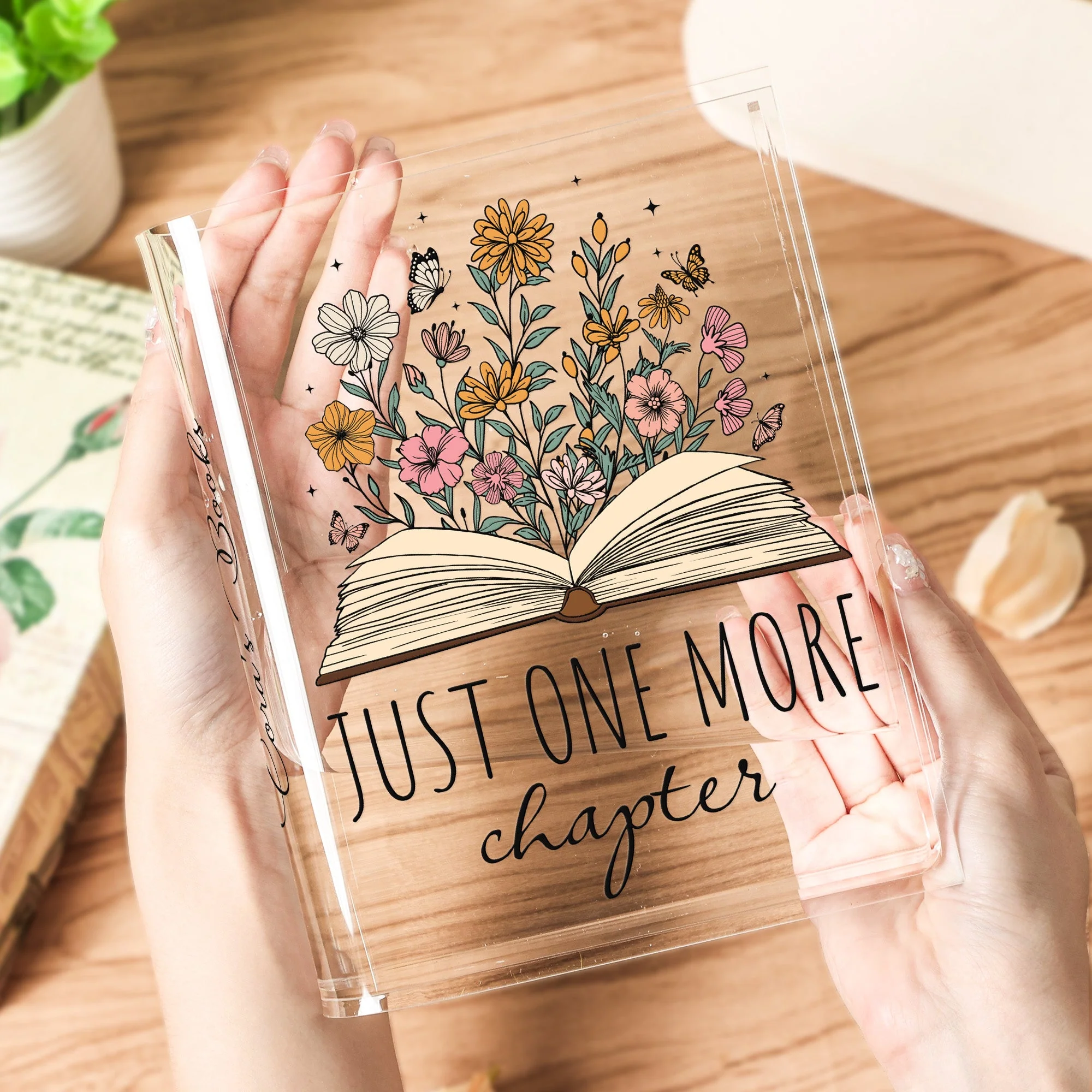 Custom Name Just One More Chapter - Personalized Acrylic Book Vase - Image 4