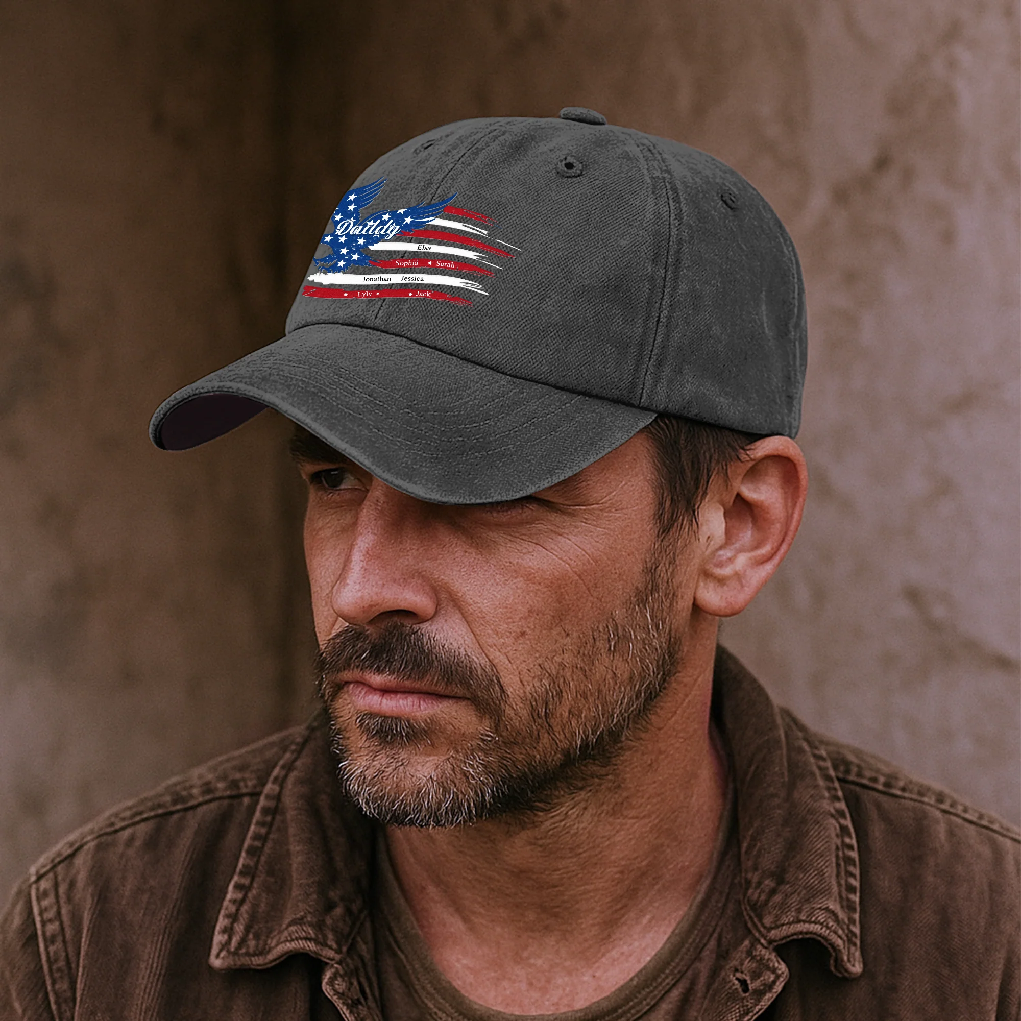 Custom Name Kids, American Flag, Father's Day Gift For Grandpa, Dad - Personalized Cap - Image 4