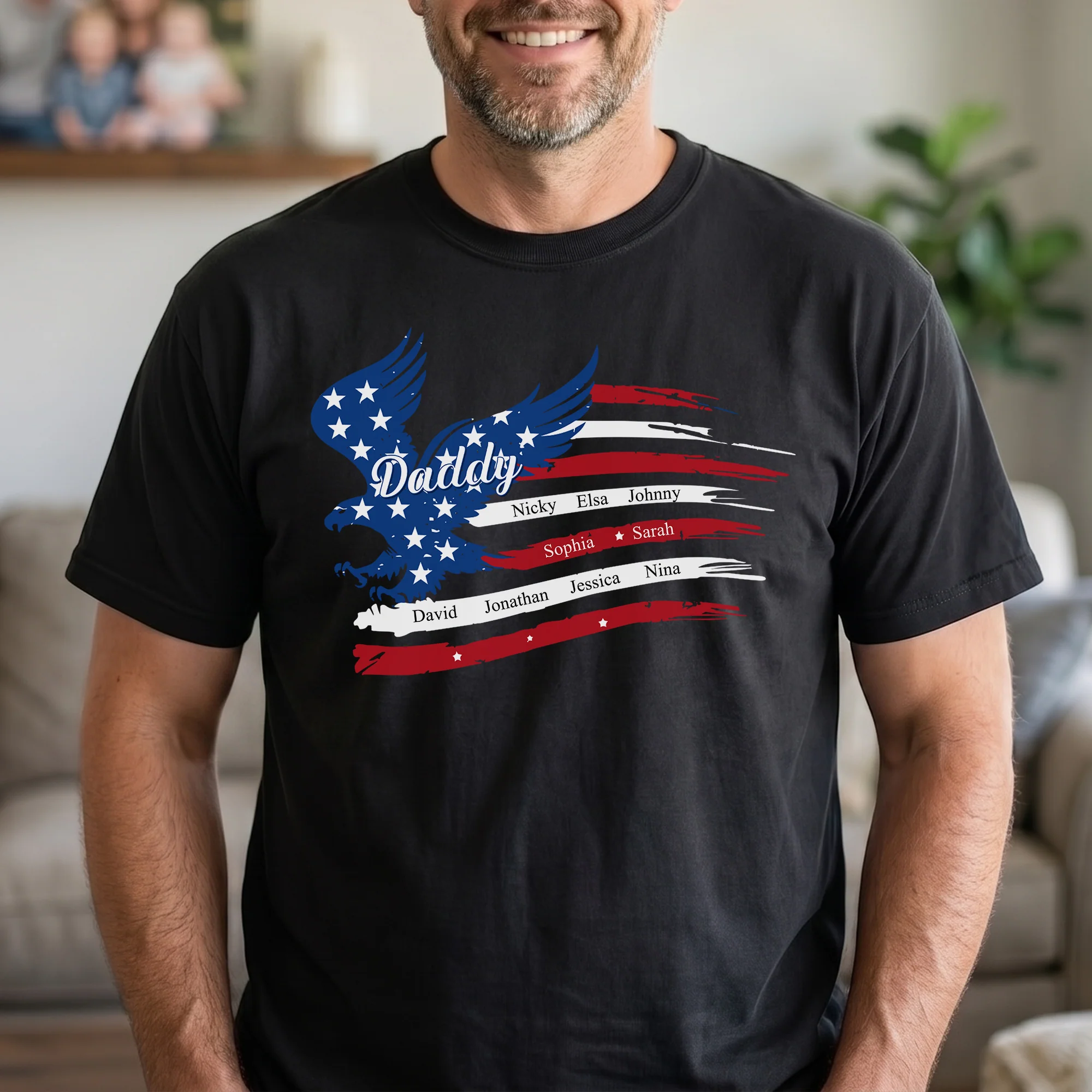 Custom Name Kids, American Flag, Father's Day Gift For Grandpa, Dad - Personalized Shirt - Image 3