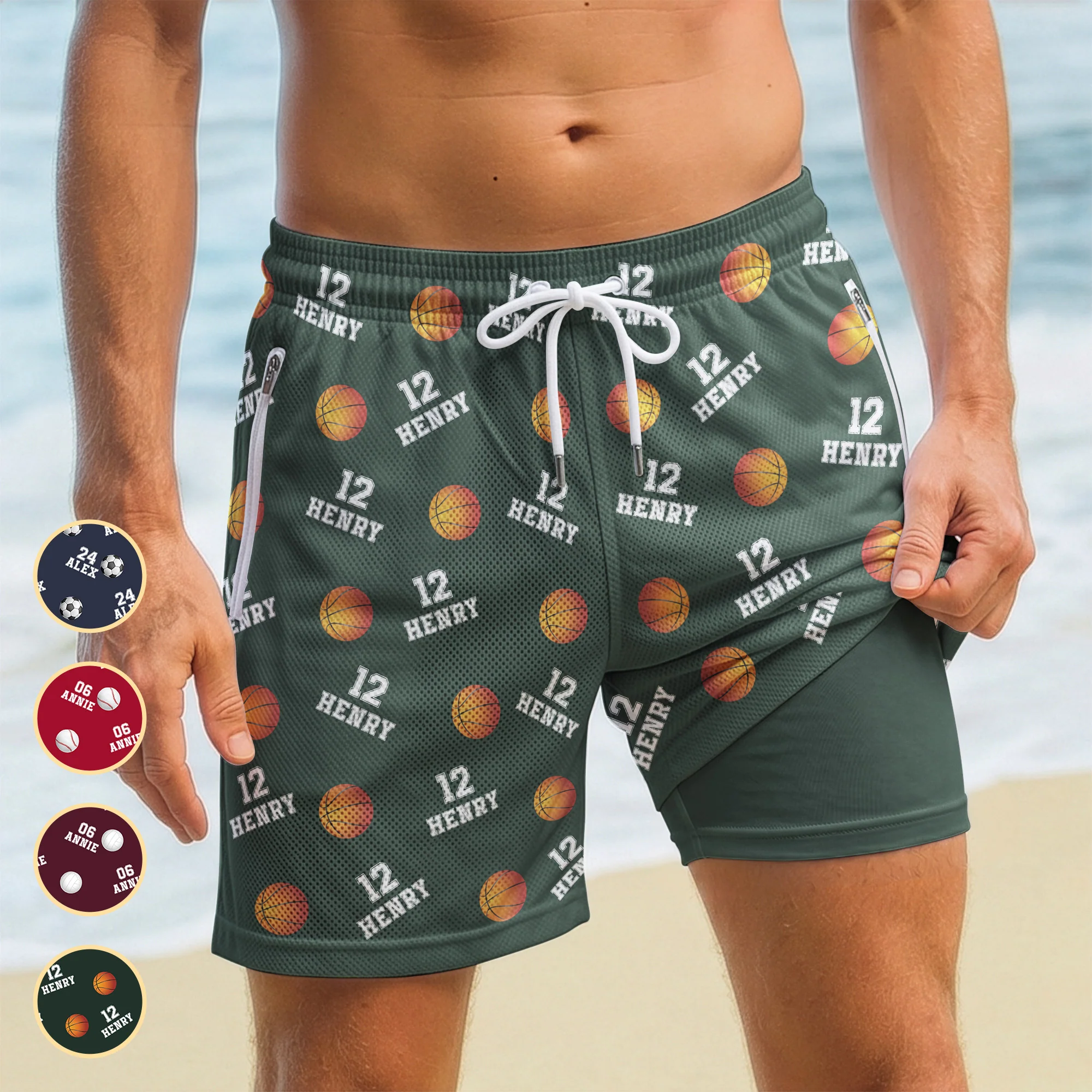 Custom Name, Number Baseball, Basketball, Football, Hockey - Personalized Shorts