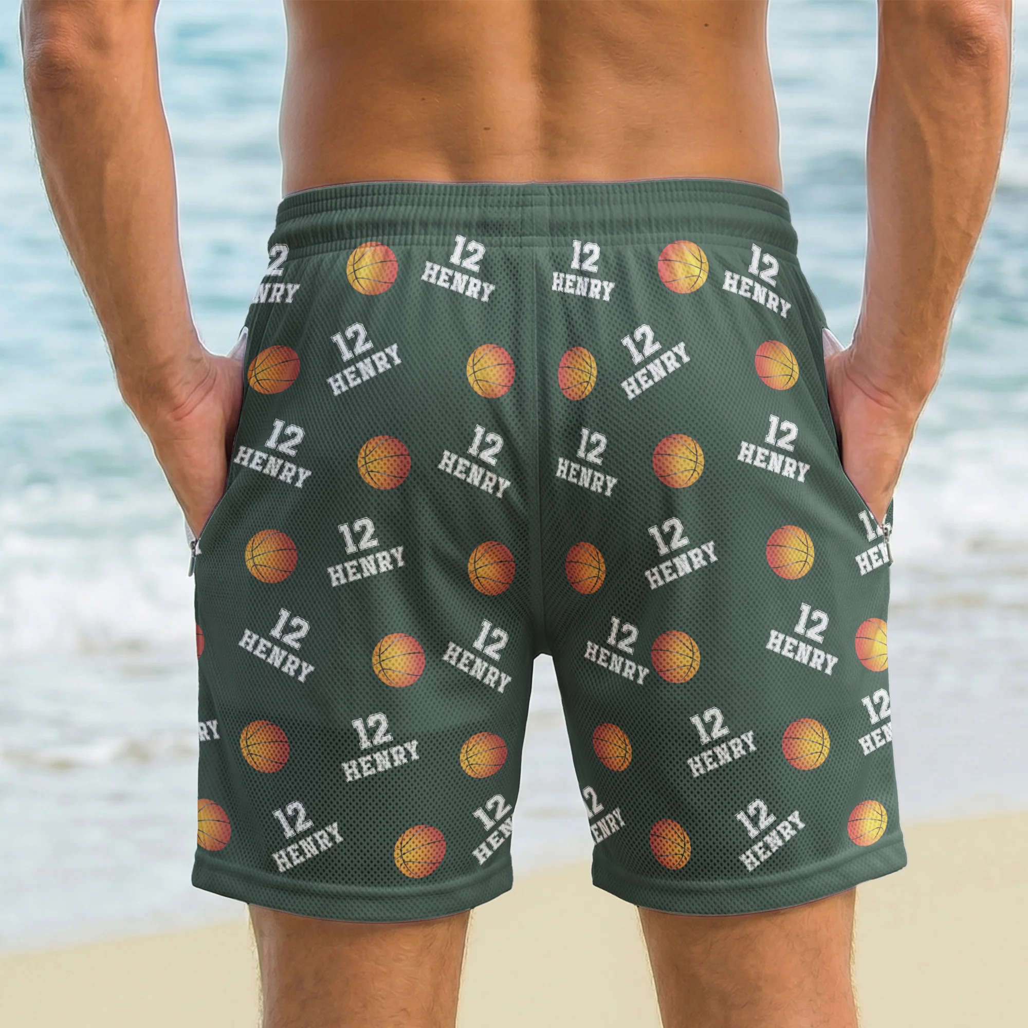 Custom Name, Number Baseball, Basketball, Football, Hockey - Personalized Shorts - Image 2