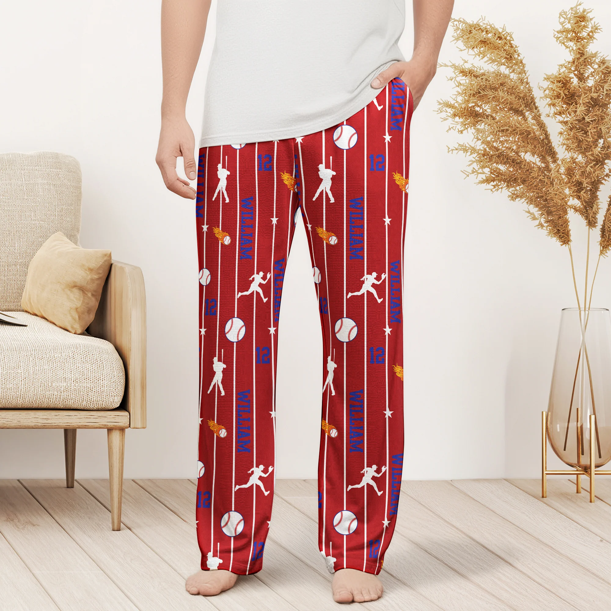 Custom Name & Number For Baseball, Softball, Soccer, Football, Basketball, Hockey Lover - Personalized Lounge Pants - Image 2