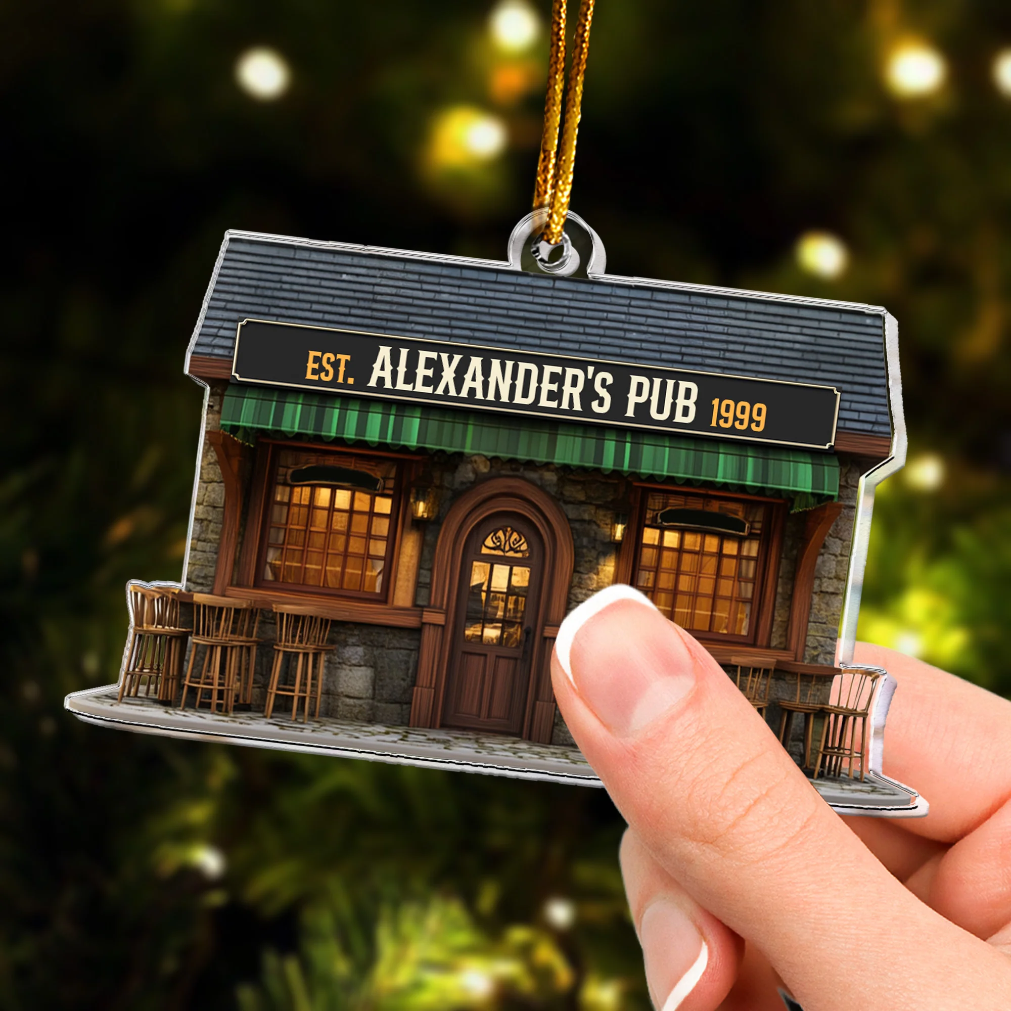 Custom Name Pub Flat Ornament - Personalized Acrylic Ornament - Image 3