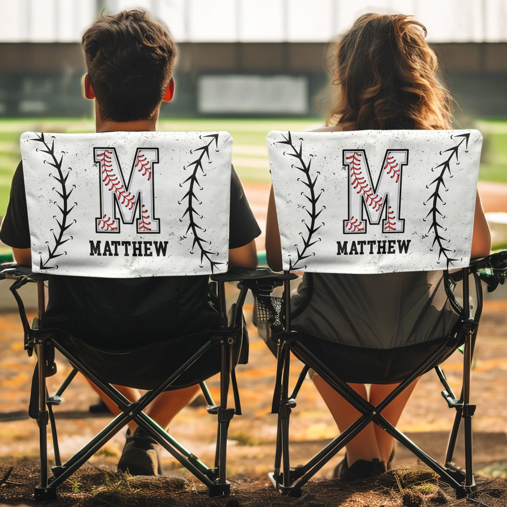 Custom Name With Baseball Pattern Chair Cover - Personalized Folding Chair Cover - Image 2