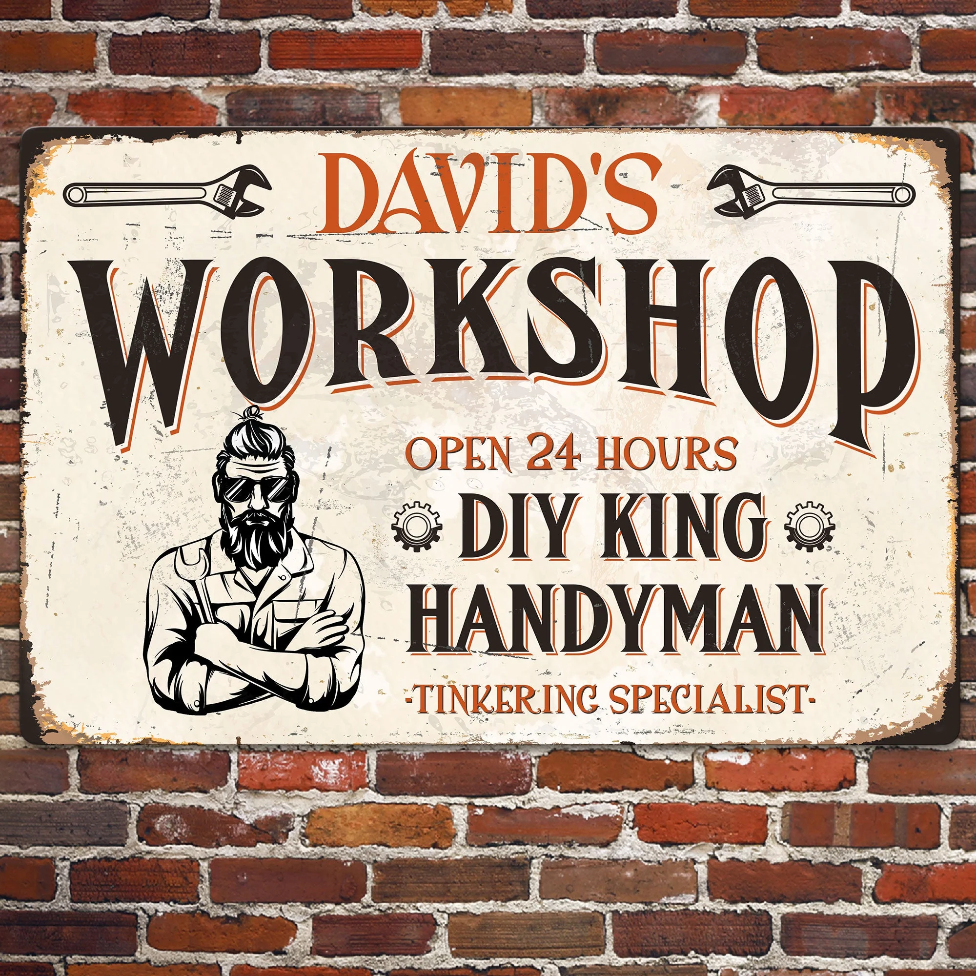 Custom Name Workshop, Open 24 Hours - Personalized Metal Sign - Image 2