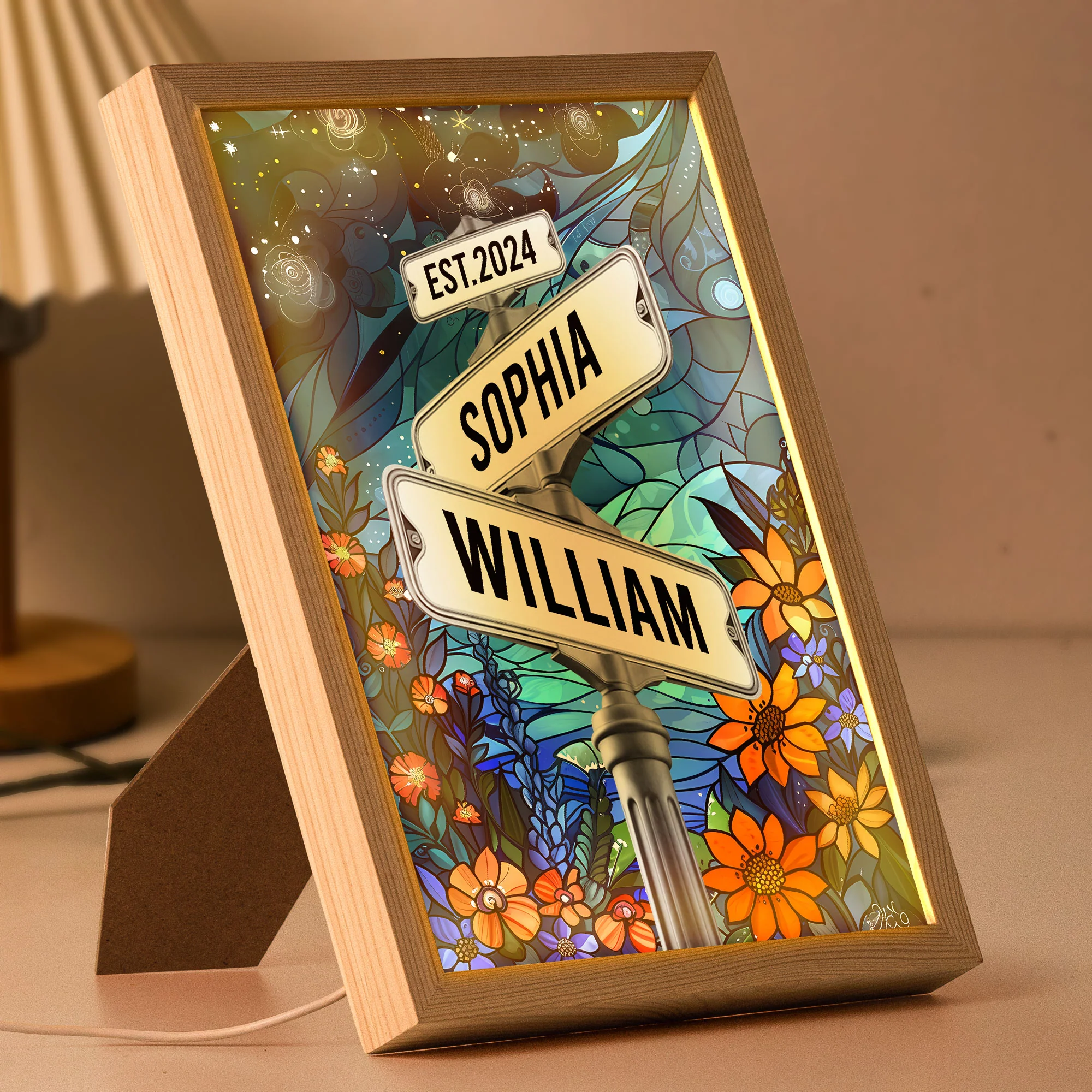 Custom Names Couple Street Sign - Personalized Light Up Picture Frame - Image 5