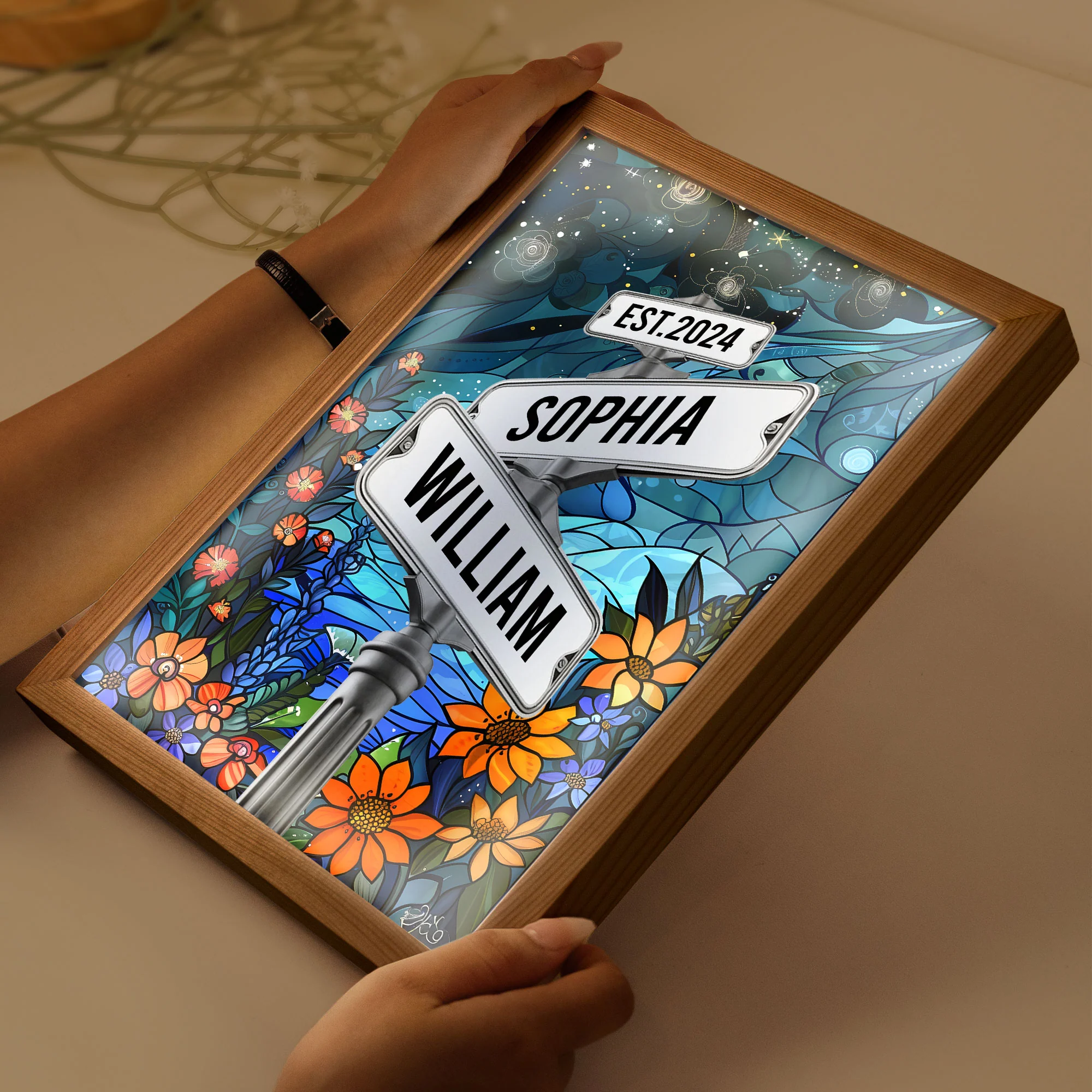 Custom Names Couple Street Sign - Personalized Light Up Picture Frame - Image 6