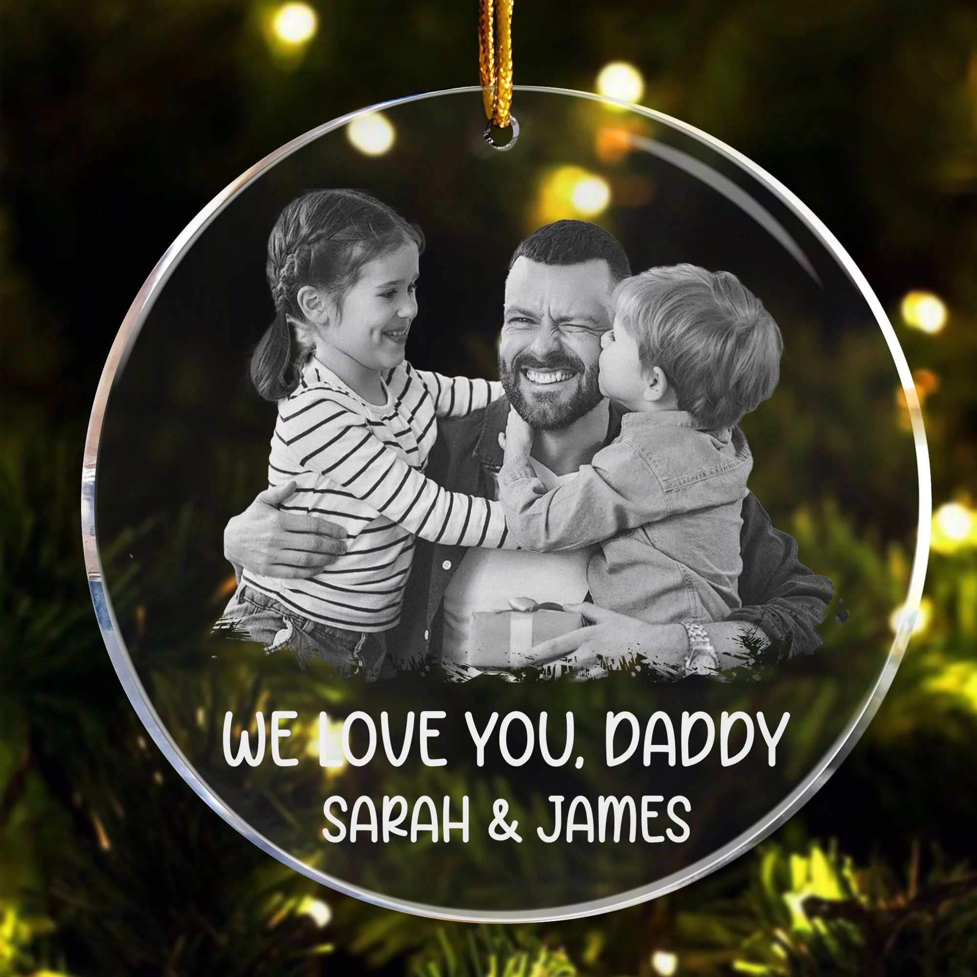 Custom Ornament Photo Gift For Grandpa Daddy - Personalized Acrylic Photo Ornament - Image 5