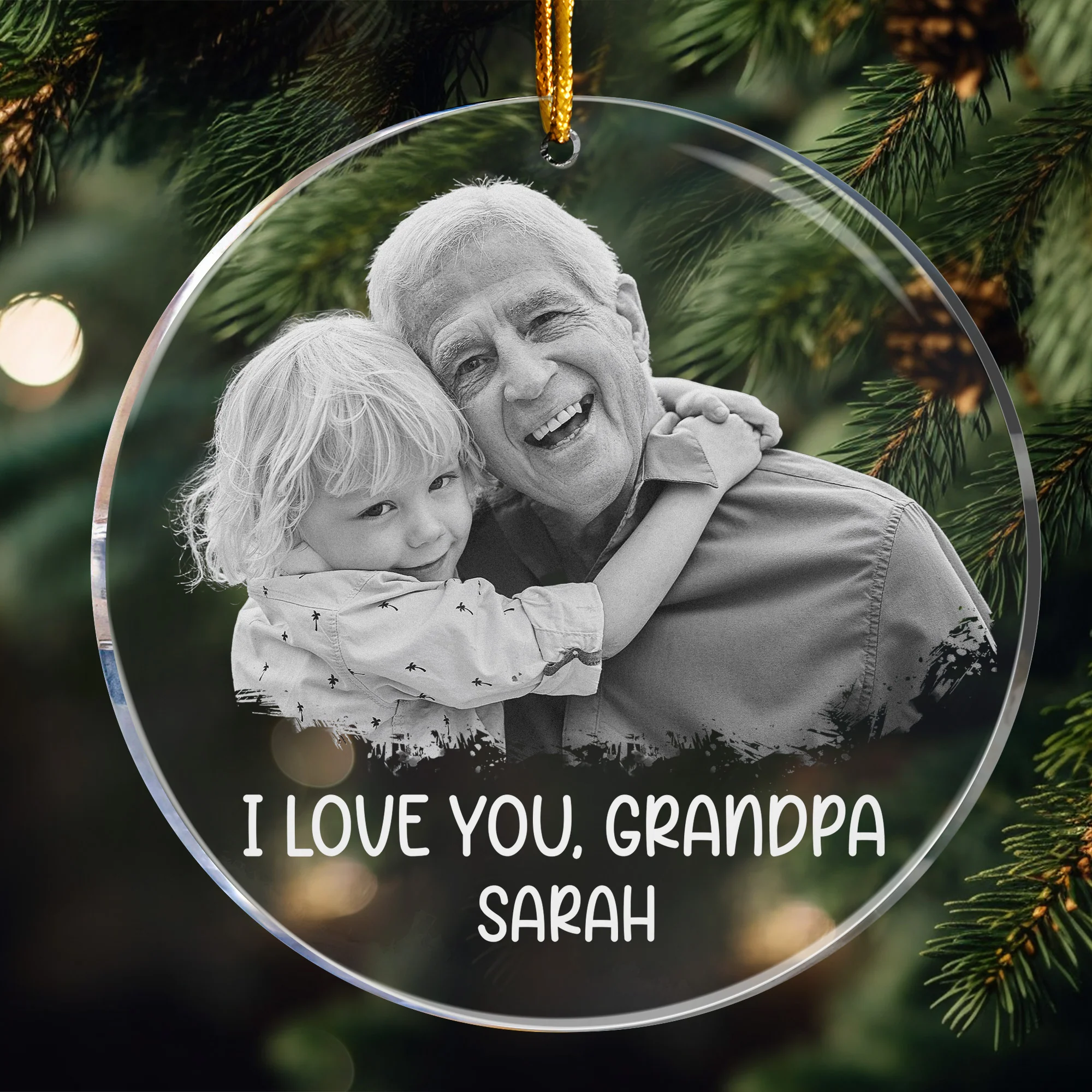 Custom Ornament Photo Gift For Grandpa Daddy - Personalized Acrylic Photo Ornament - Image 6