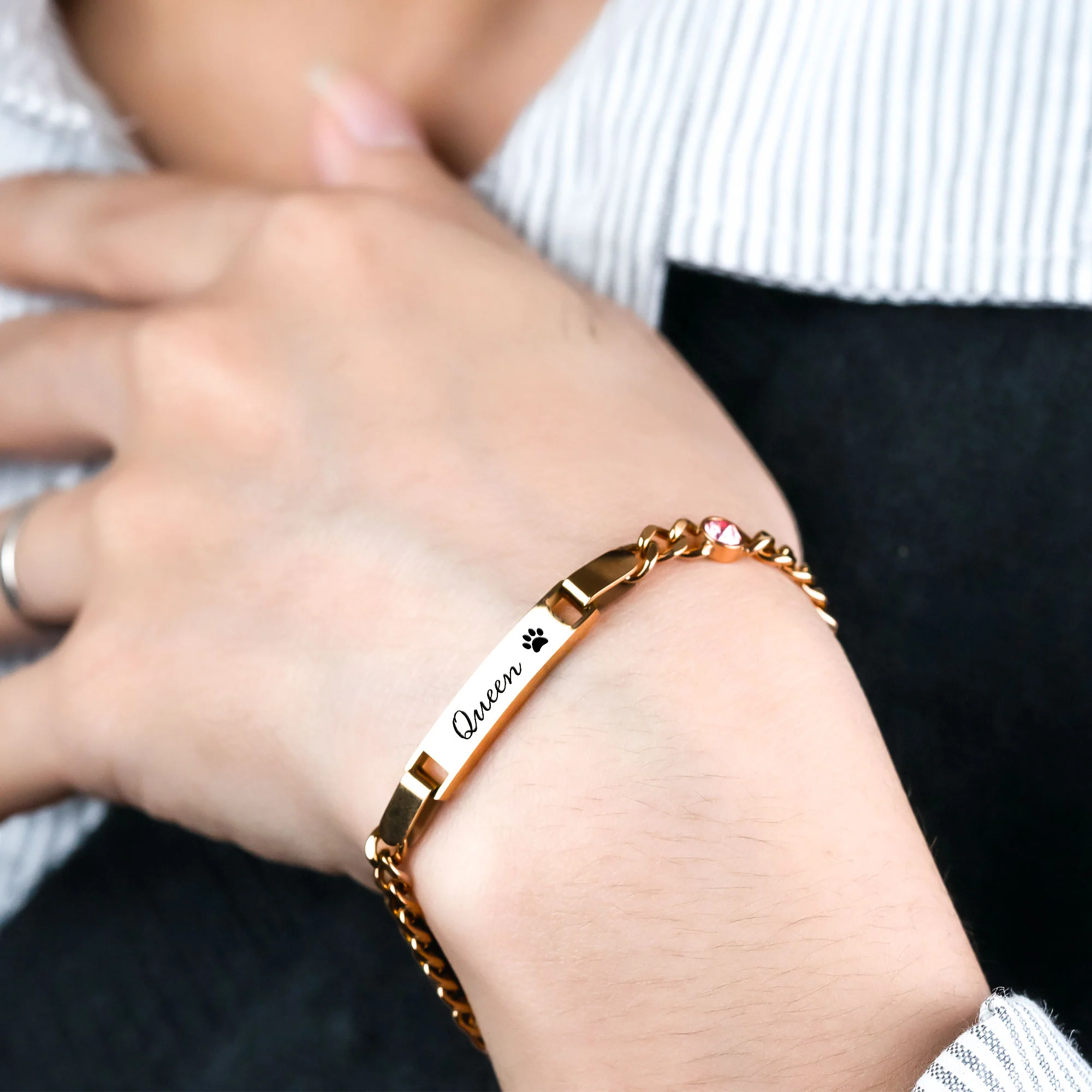 Custom Pet Name Bracelet - Personalized Stainless Steel Engraved Name Bracelet - Image 3