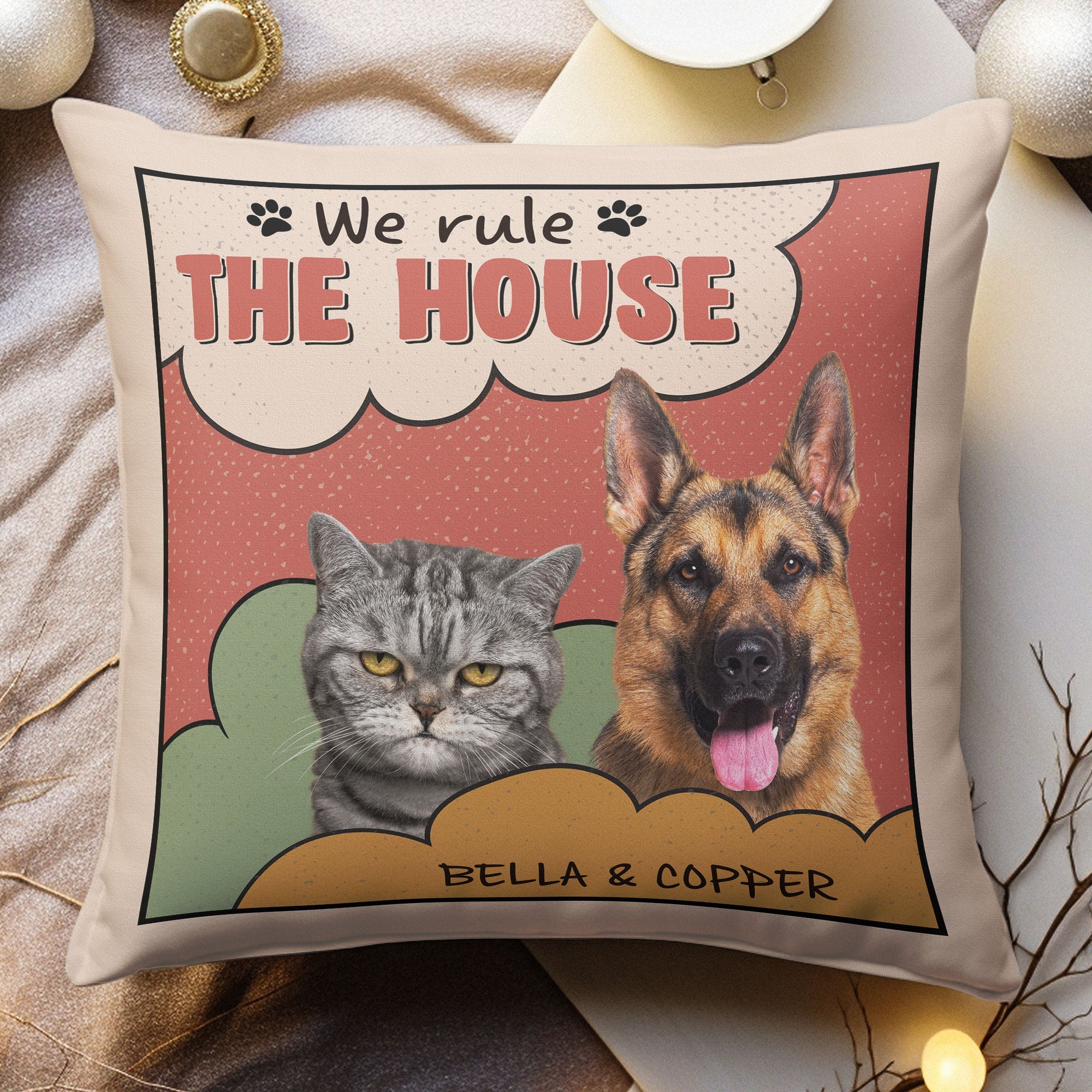 Custom Pet Photo We Rule The House  - Personalized Photo Pillow (Insert Included) - Image 2