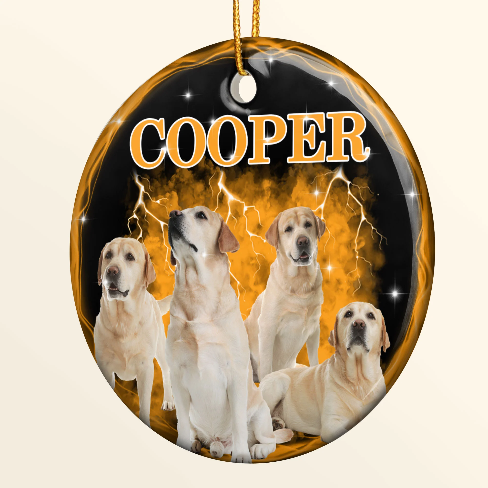 Custom Pet Photos Bootleg Style - Personalized Ceramic Photo Ornament - Image 6