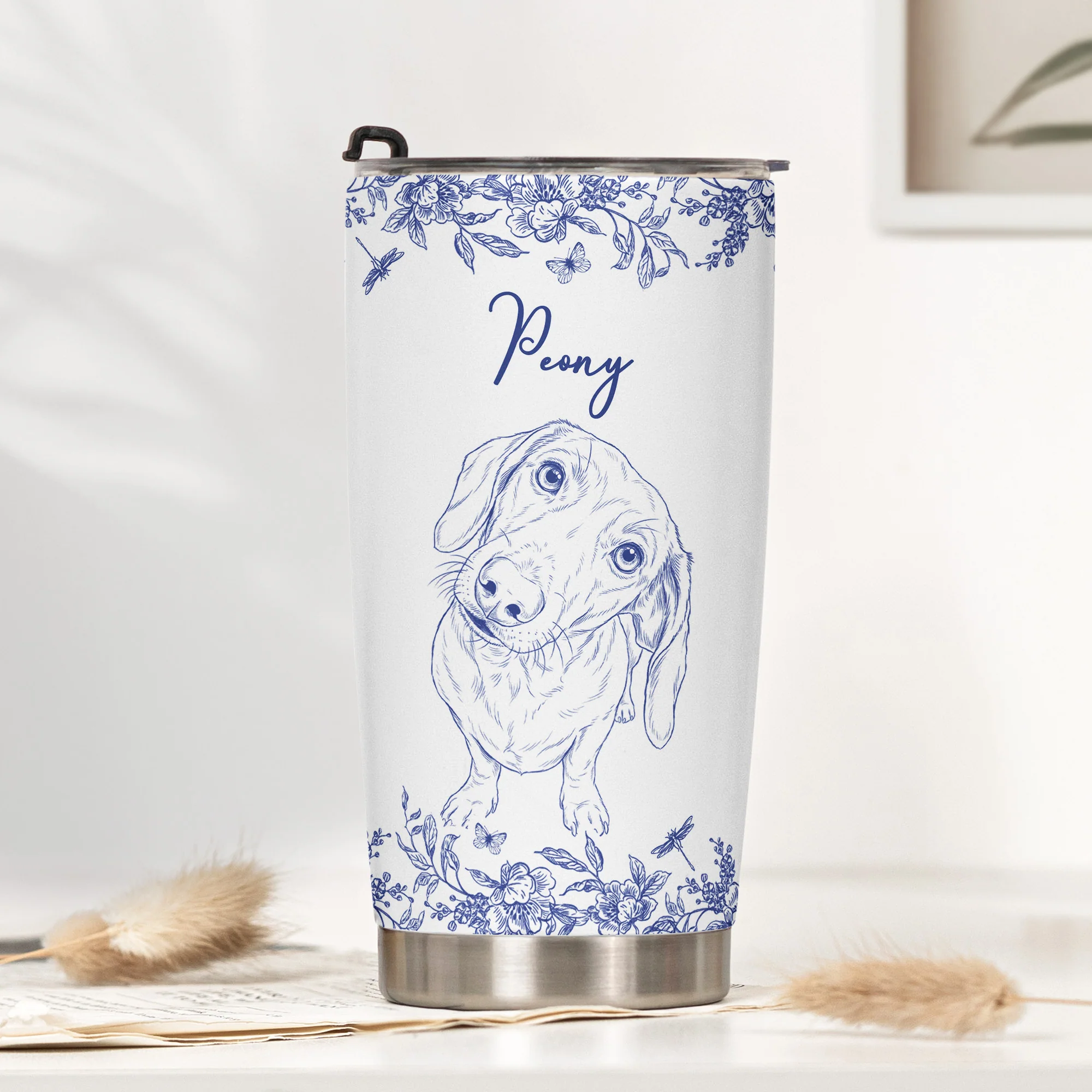 Custom Pet Portrait Cup Gift For Dog Lover, Cat Lover - Personalized Tumbler Cup - Image 2