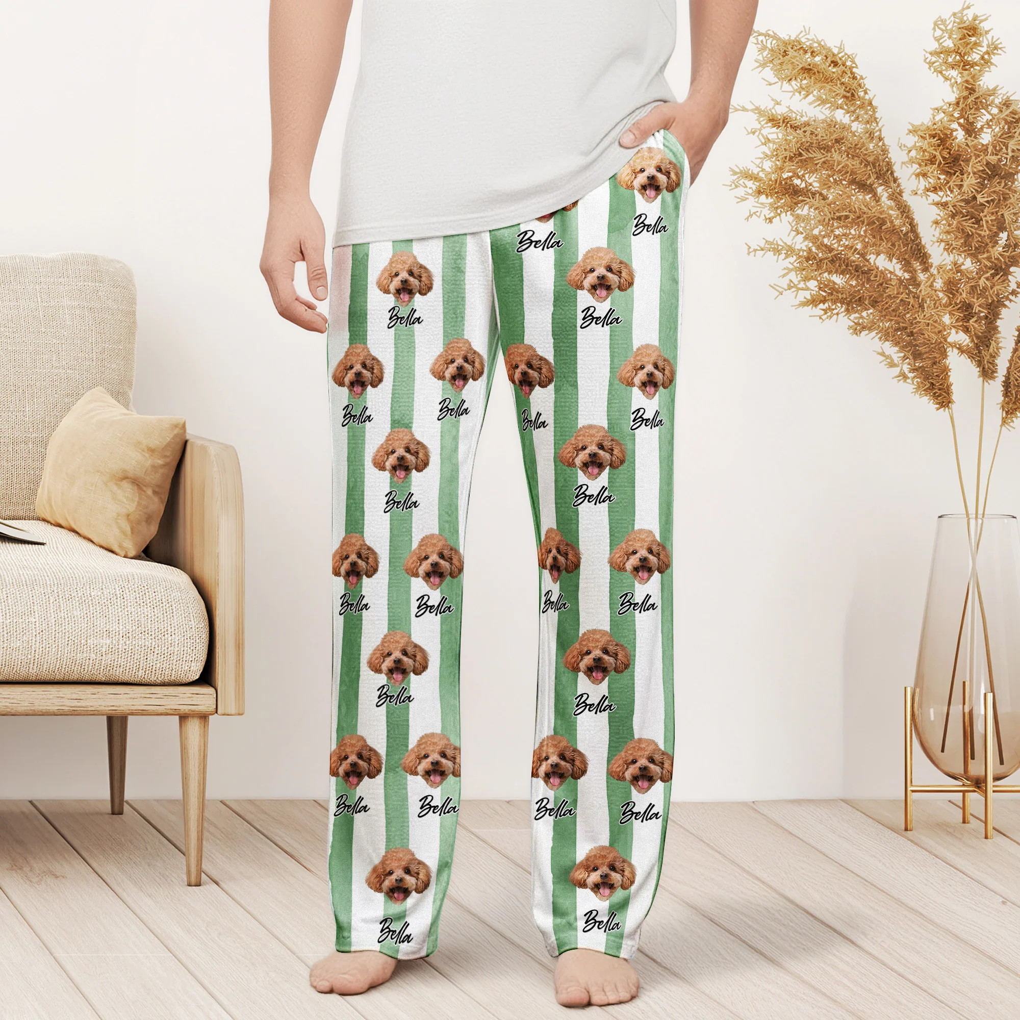 Custom Pet Portrait Dog Lover Cat Lover Gift - Personalized Photo Lounge Pants - Image 2