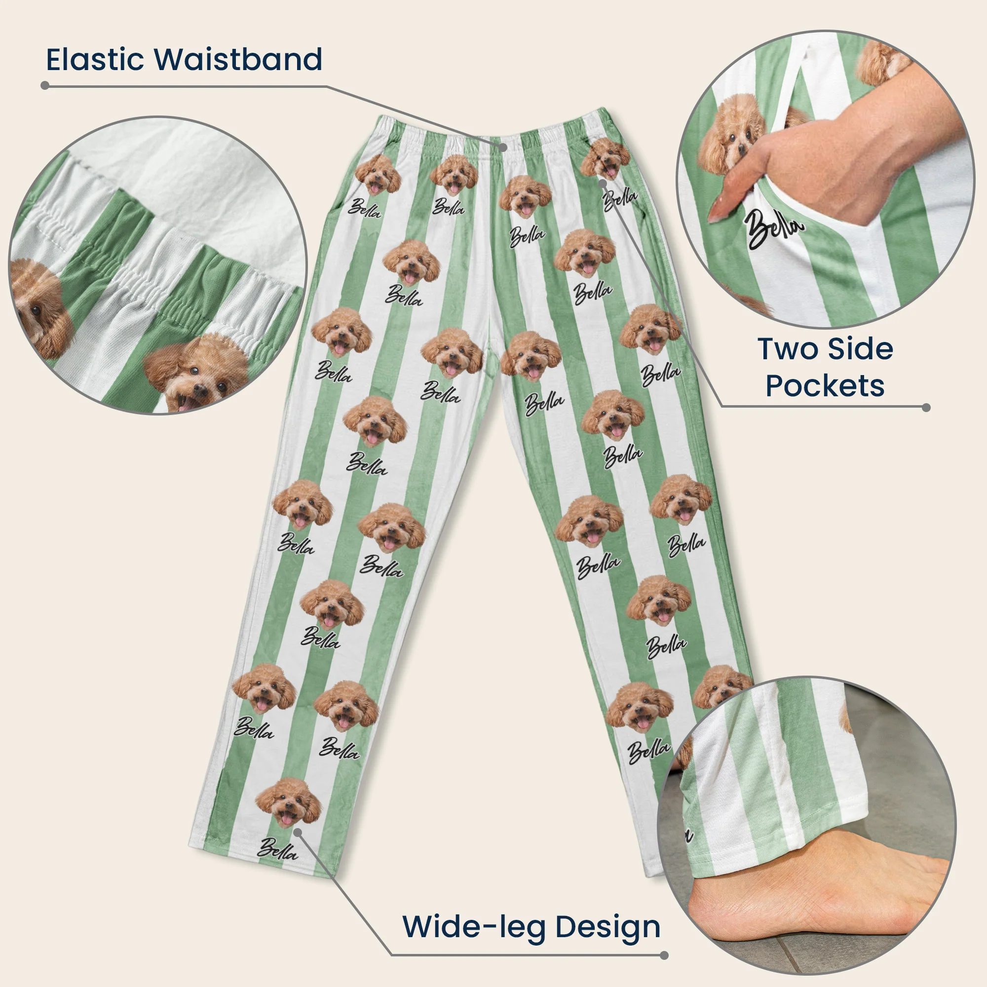 Custom Pet Portrait Dog Lover Cat Lover Gift - Personalized Photo Lounge Pants - Image 6
