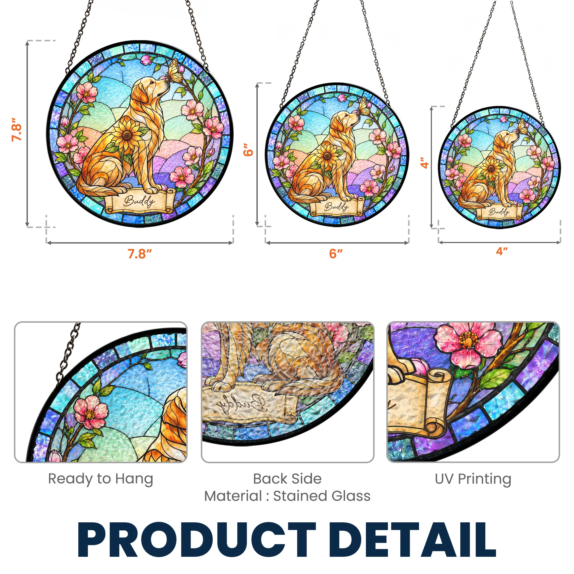 Custom Pet Portrait Memorial Sunflower - Personalized Window Hanging Suncatcher - Image 6