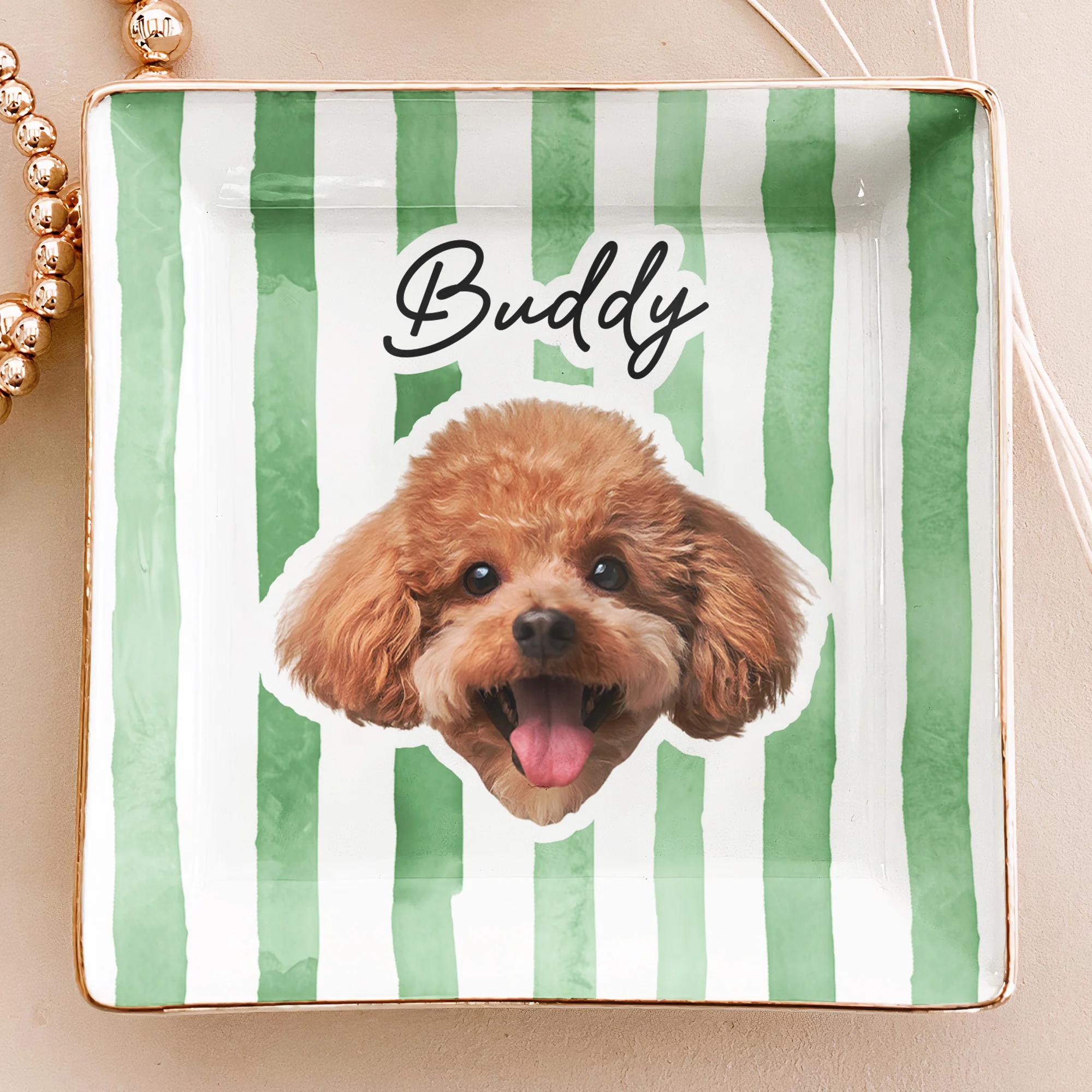 Custom Pet Portrait Ring Dish Dog Lover Cat Lover Gift - Personalized Photo Jewelry Dish - Image 2