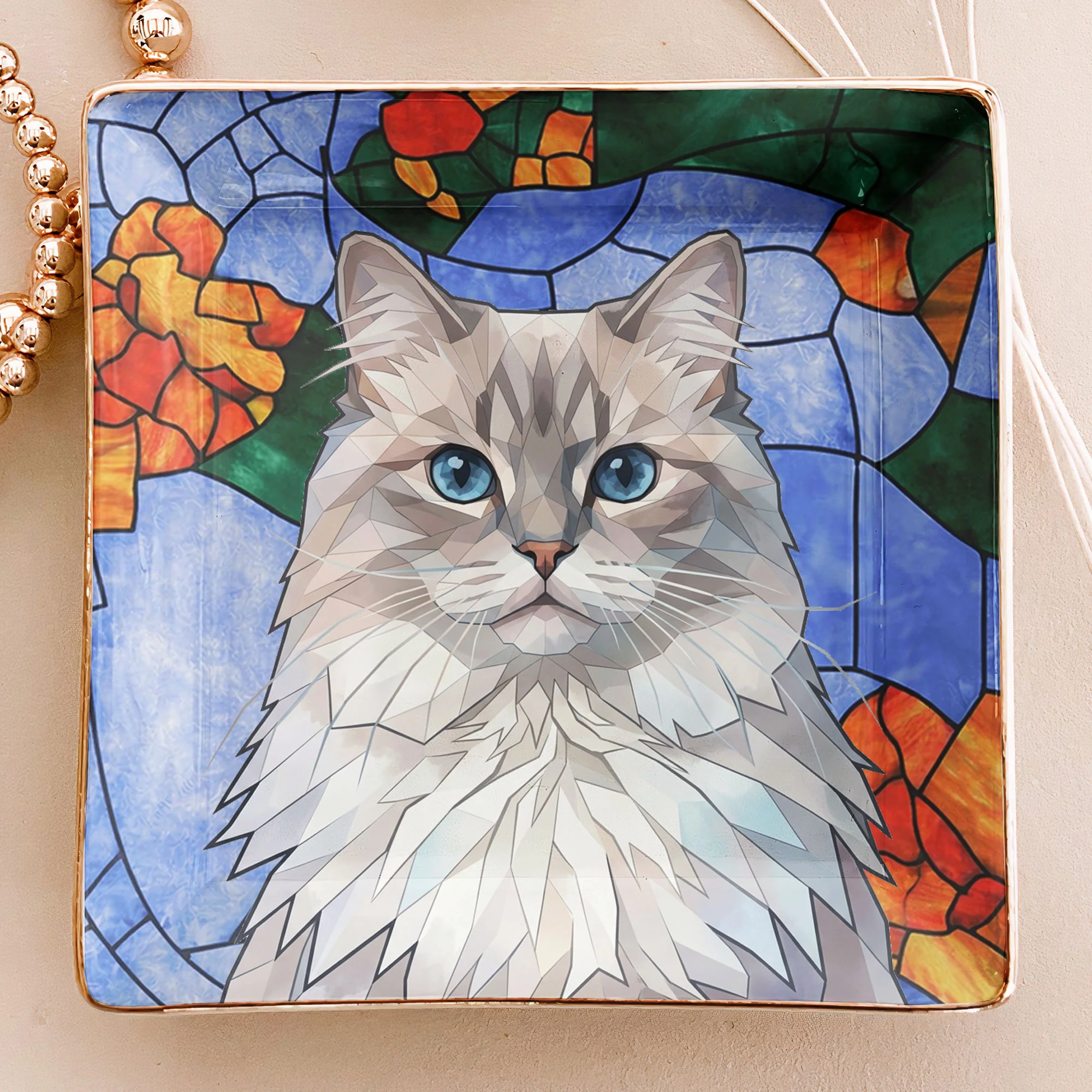 Custom Pet Portrait Stained Glass Style - Personalized Jewelry Dish - Image 4