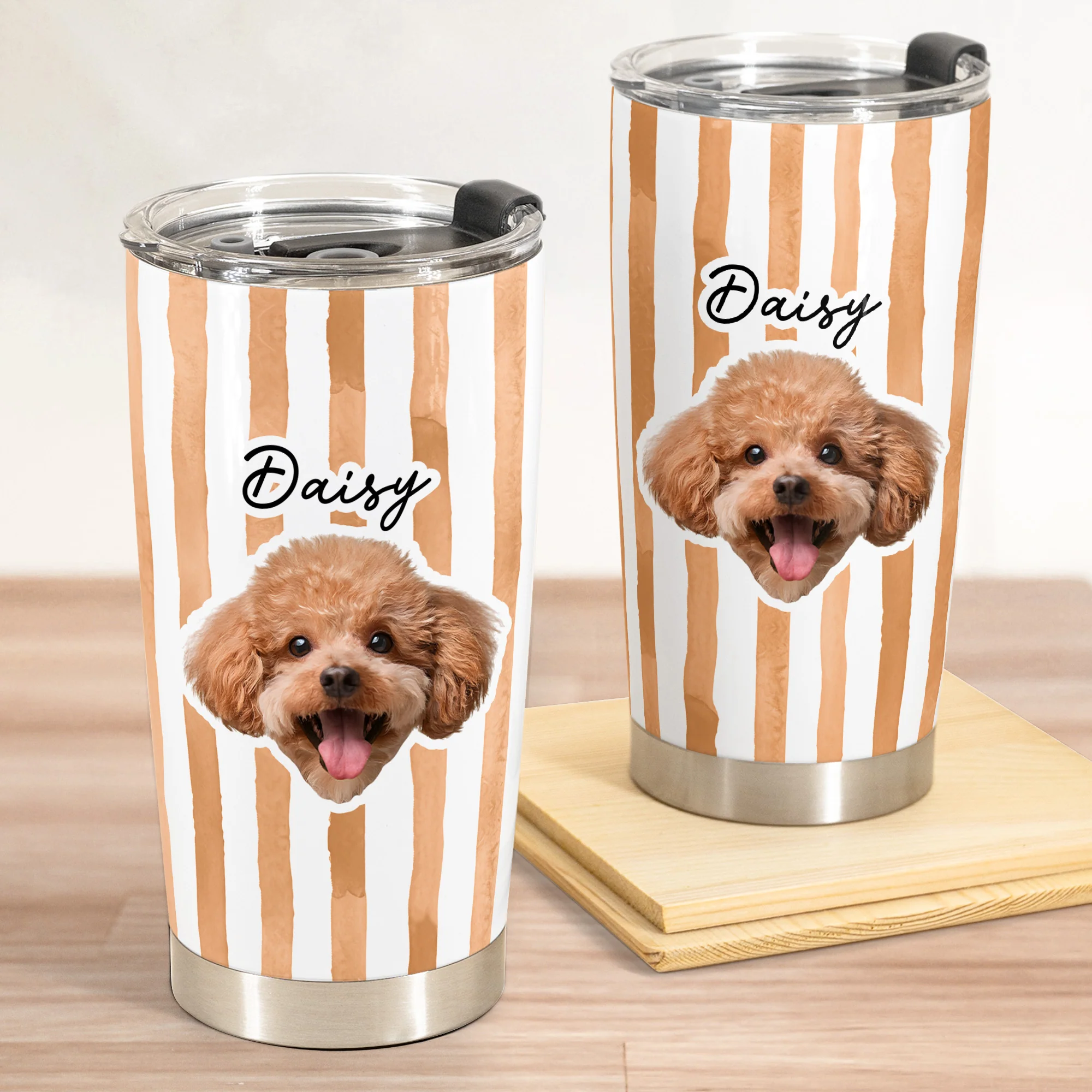 Custom Pet Portrait Tumbler Cup Dog Lover Cat Lover Gift - Personalized Photo Tumbler Cup - Image 2