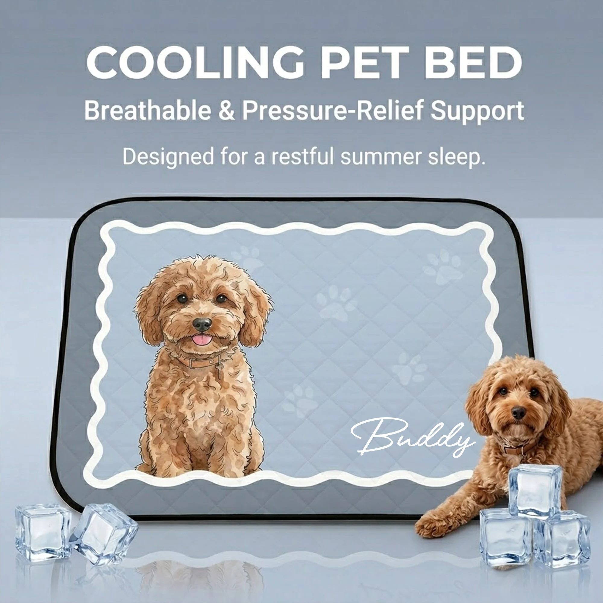 Custom Pet Portrait Watercolor Art - Personalized Cooling Mat