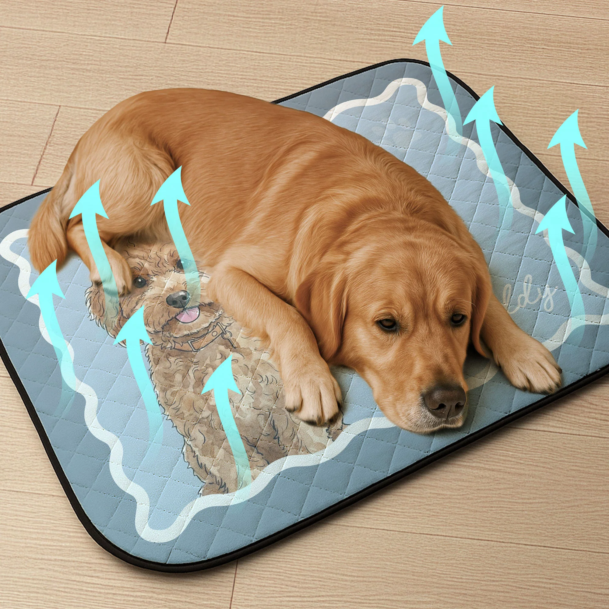 Custom Pet Portrait Watercolor Art - Personalized Cooling Mat - Image 5