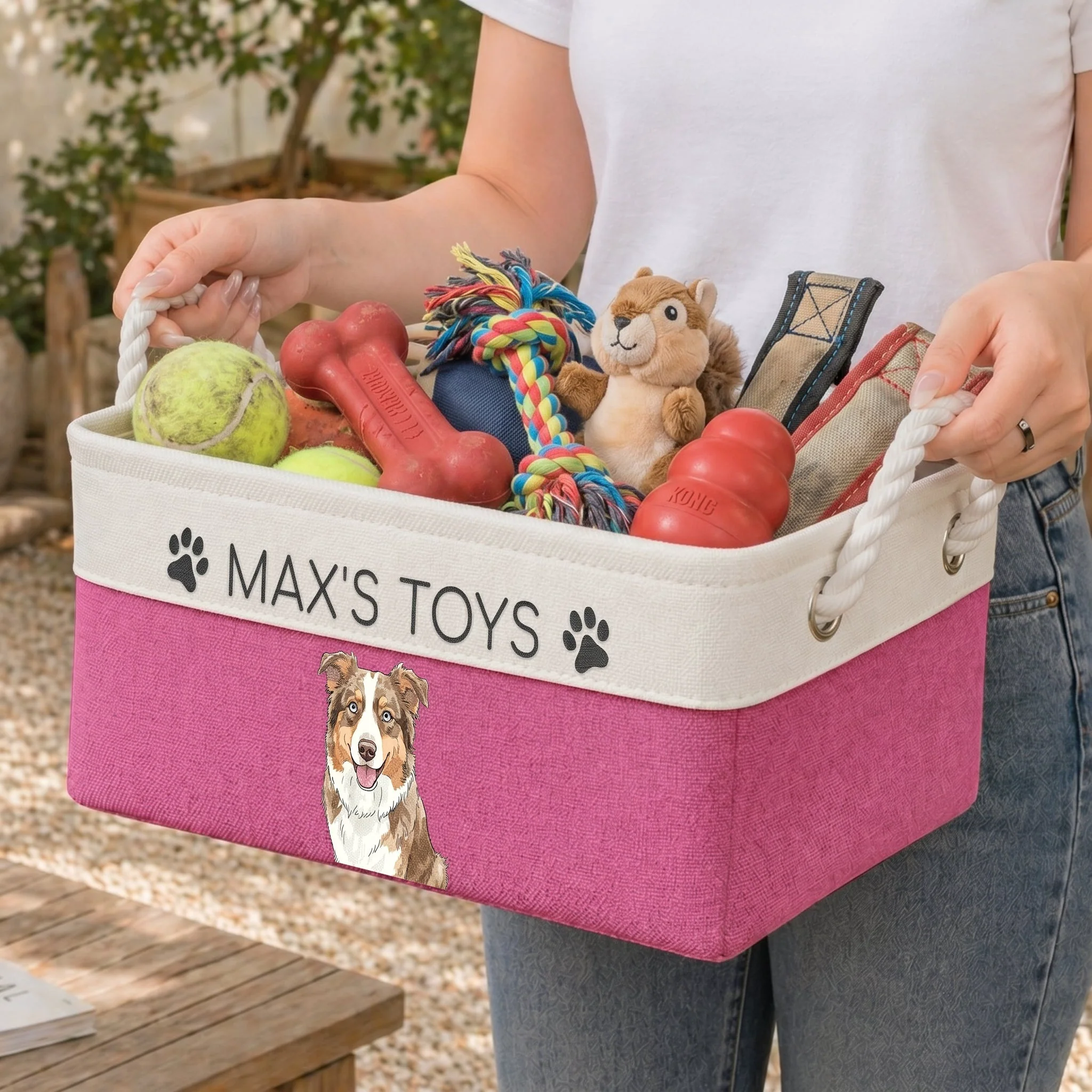Custom Pet Portrait Watercolor Art - Personalized Storage Basket - Image 2