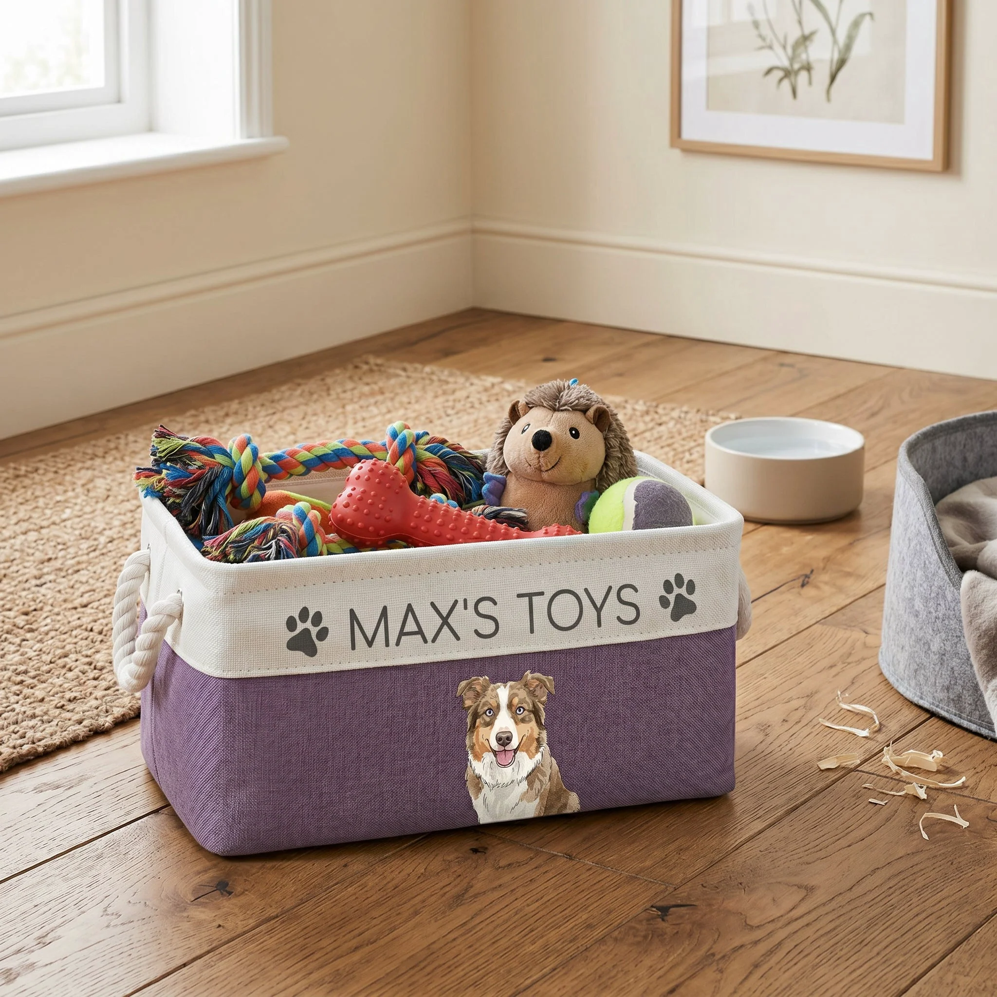 Custom Pet Portrait Watercolor Art - Personalized Storage Basket - Image 4