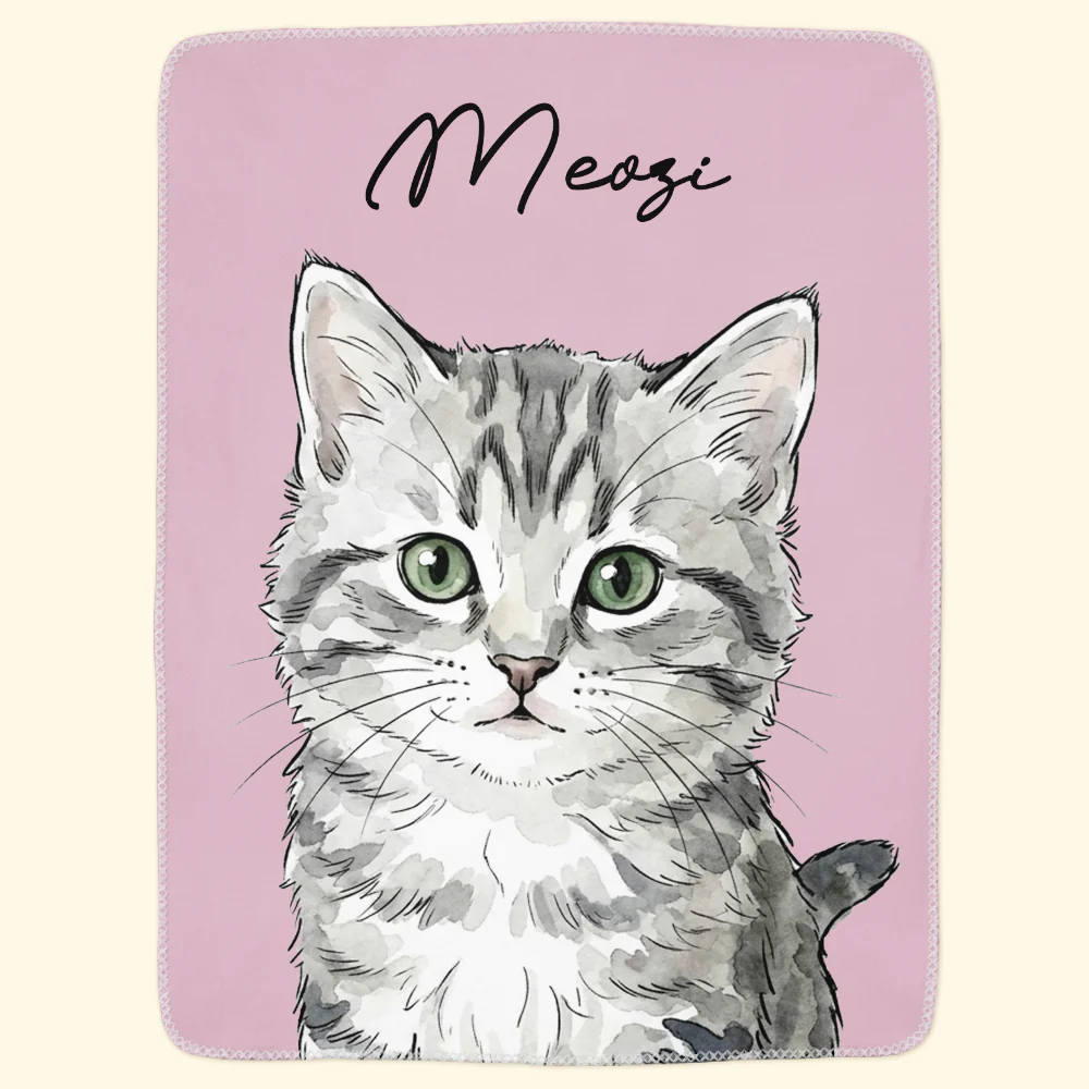 Custom Pet Portrait Watercolor Style - Personalized Blanket - Image 4