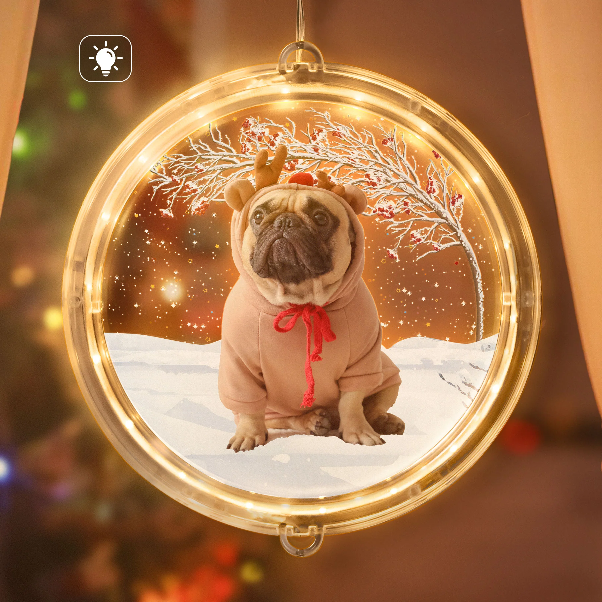 Custom Pet's Photo Christmas Tree - Personalized Photo LED Pendant Light - Image 4