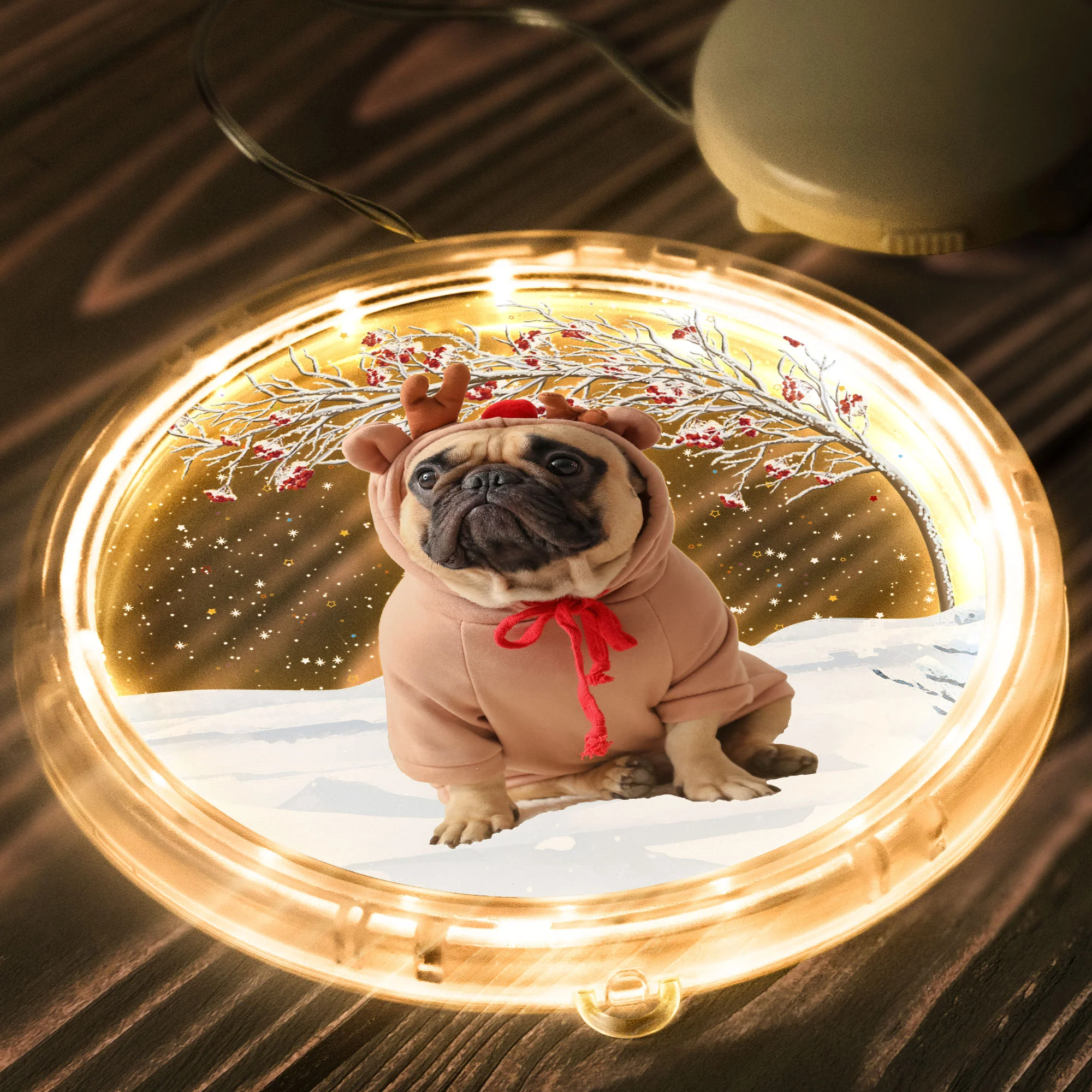 Custom Pet's Photo Christmas Tree - Personalized Photo LED Pendant Light - Image 7