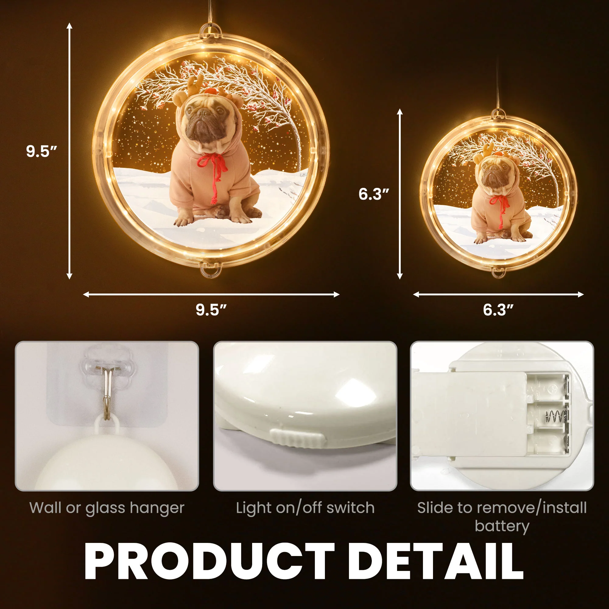 Custom Pet's Photo Christmas Tree - Personalized Photo LED Pendant Light - Image 8
