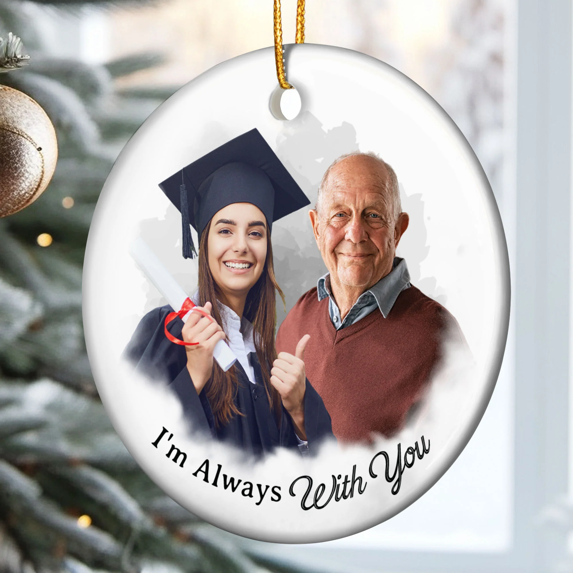 Custom Photo Art I'm Always With You - Personalized Ceramic Photo Ornament - Image 2