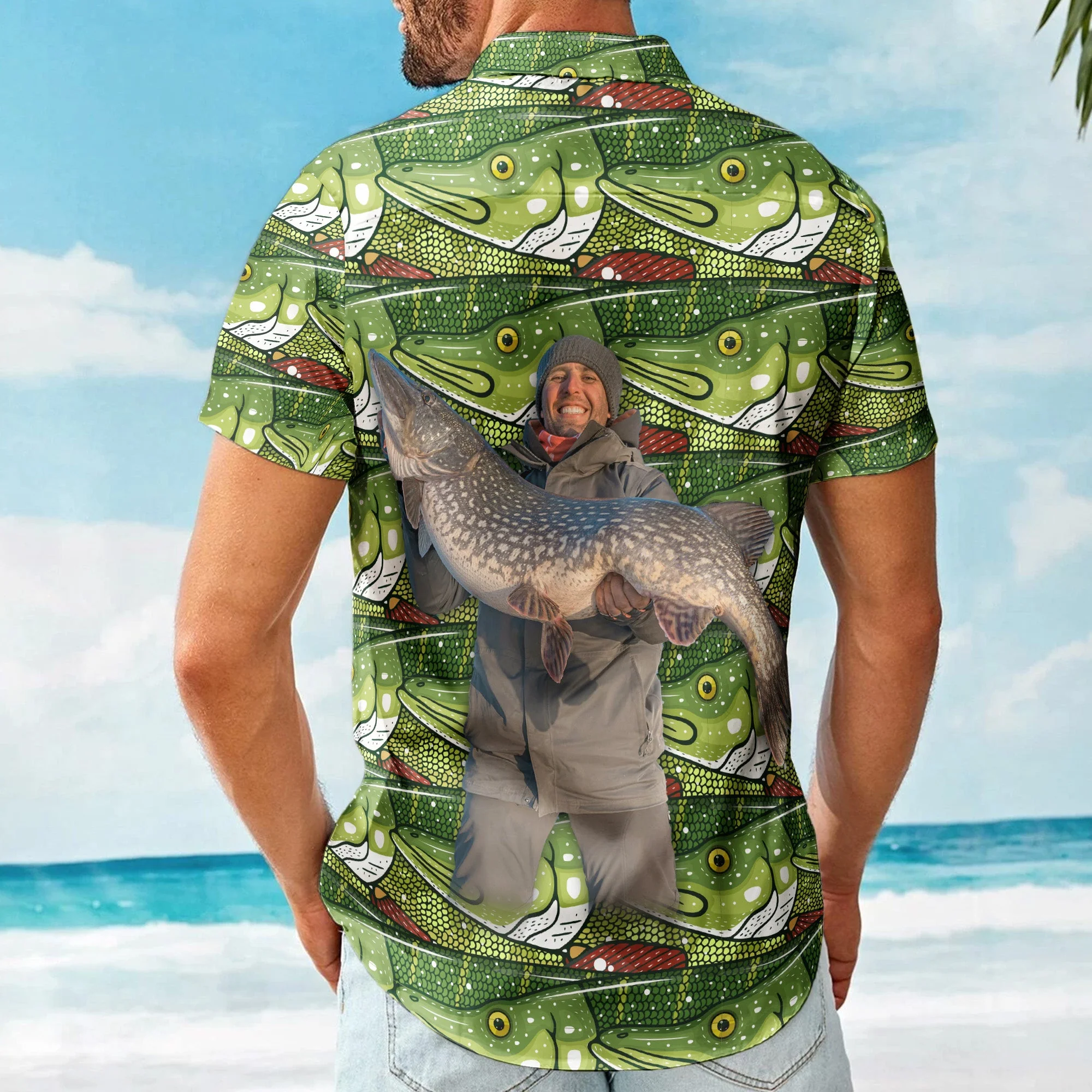 Custom Photo Bass Fish Fishing Makes Me Happy - Custom Photo Hawaiian Shirt - Image 4