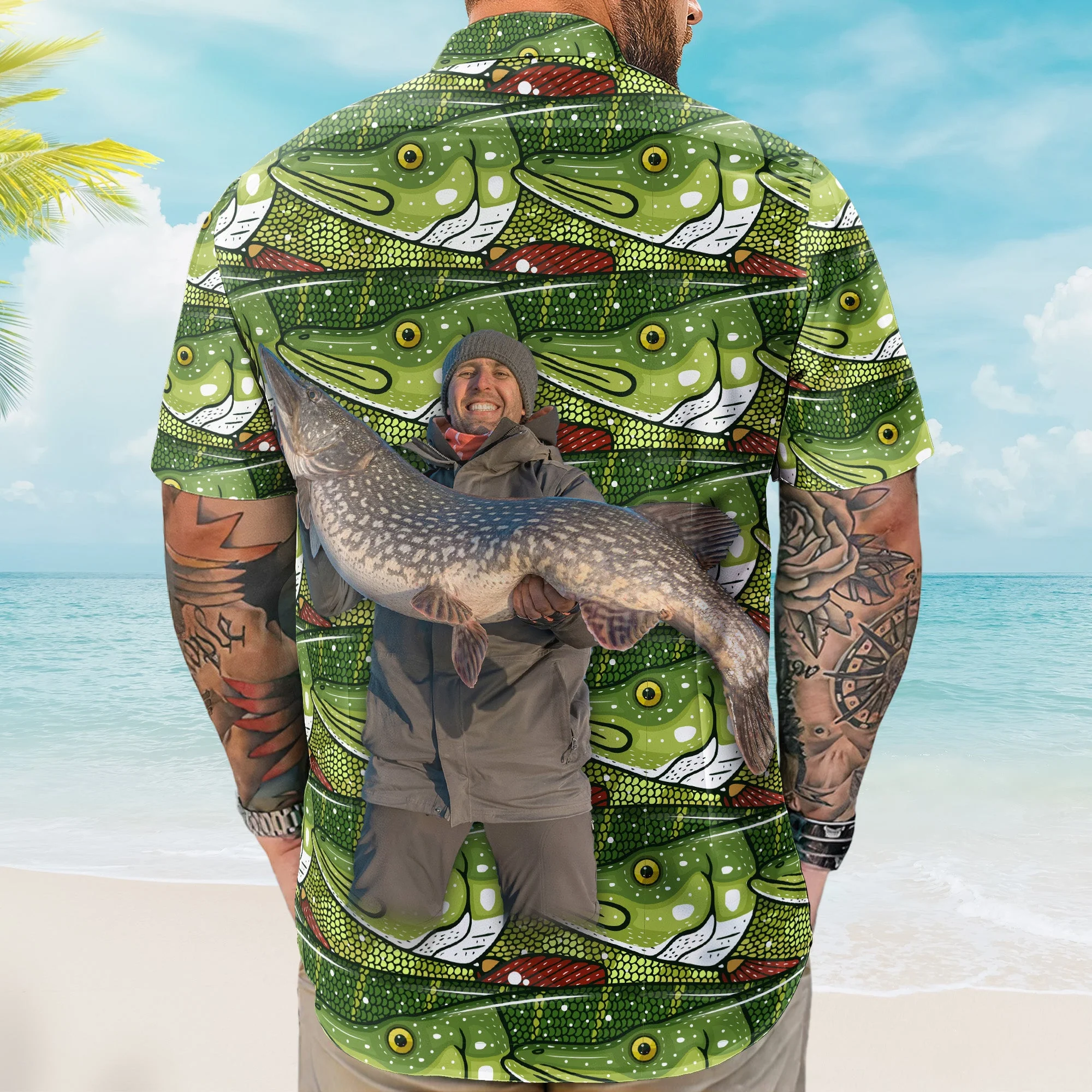 Custom Photo Bass Fish Fishing Makes Me Happy - Custom Photo Hawaiian Shirt - Image 5