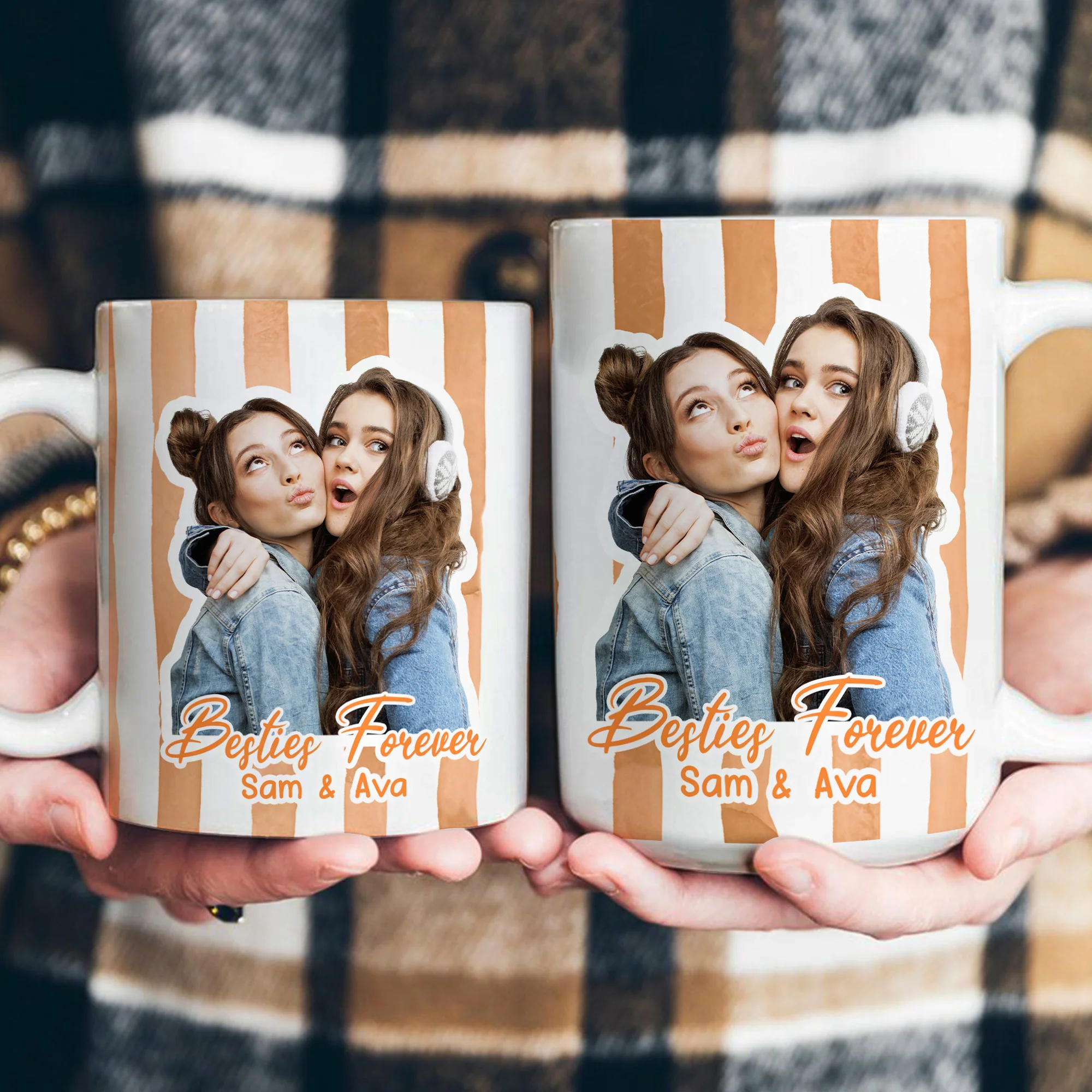 Custom Photo Bestie Mug Stripe Besties Picture - Personalized Photo Mug - Image 6