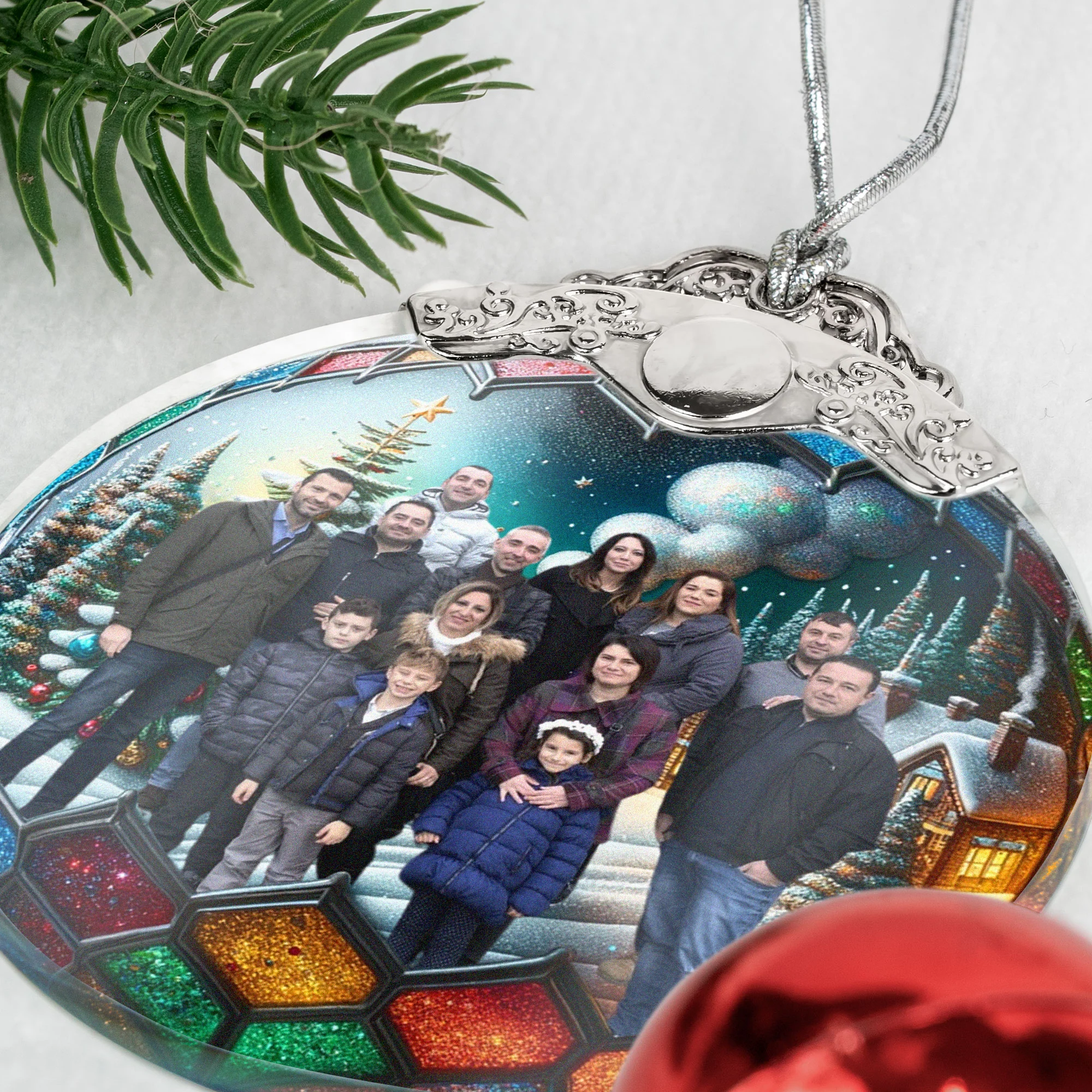 Custom Photo Christmas Globe Ball - Personalized Glass Photo Ornament With Silver Cap - Image 5