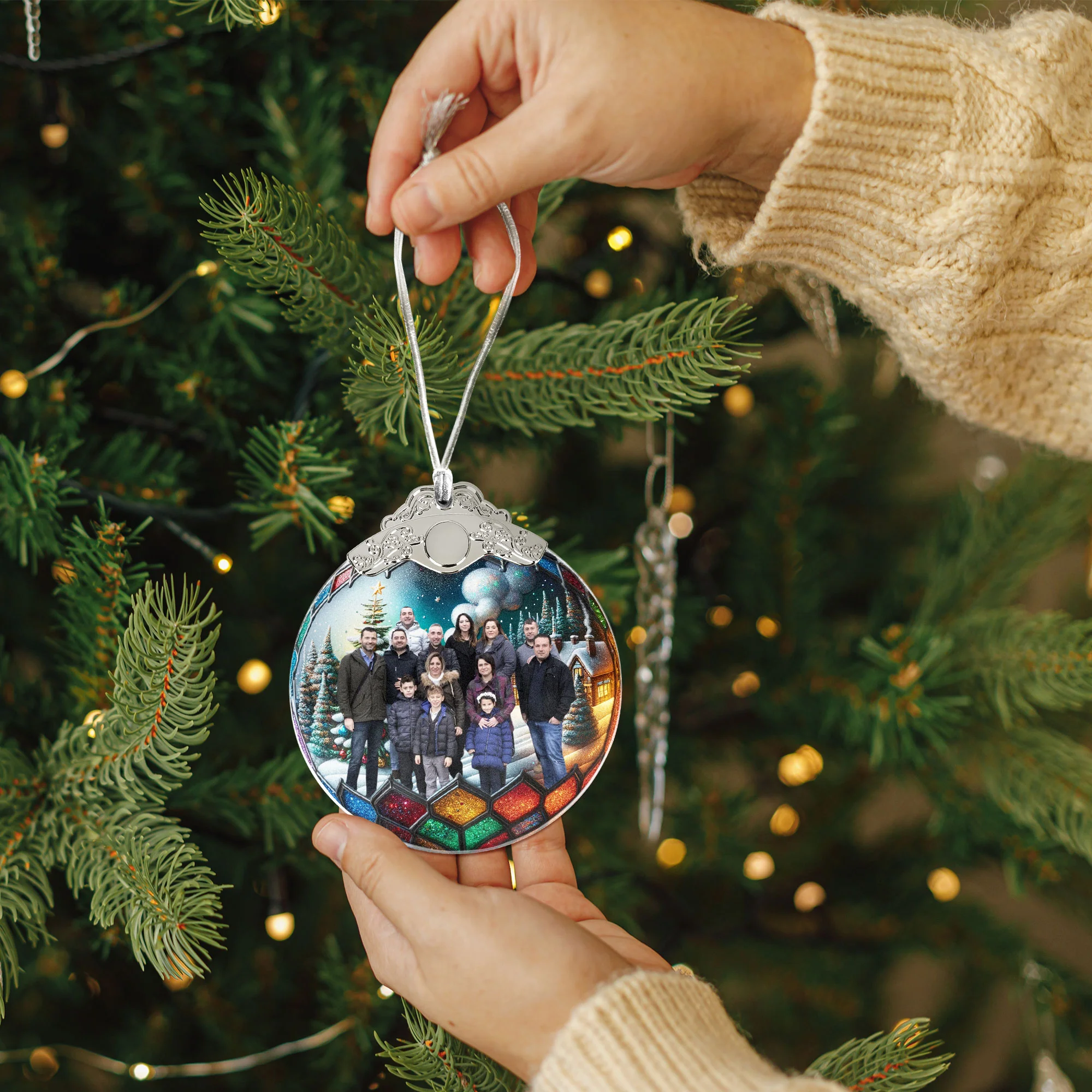Custom Photo Christmas Globe Ball - Personalized Glass Photo Ornament With Silver Cap - Image 6